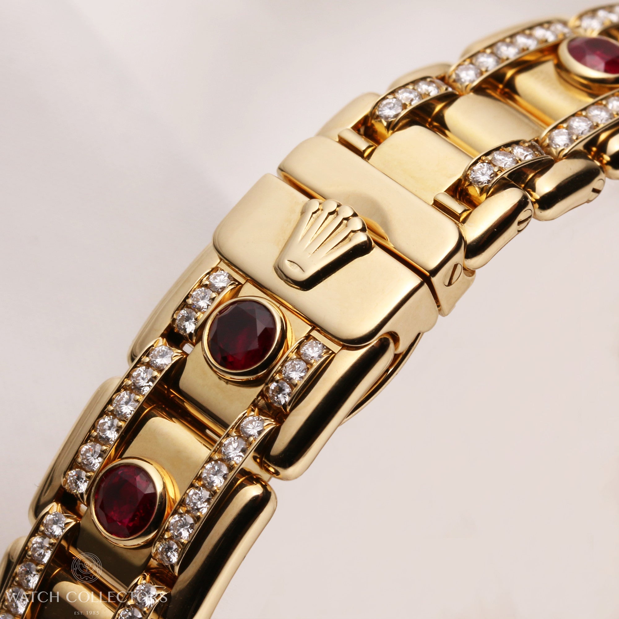 Rare-Factory-Rolex-Lady-DateJust-Pearlmaster-18K-Yellow-Gold-Glossular-Diamond-Dial-and-Bezel-Ruby-Diamond-Bracelet-Second-Hand-Watch-Collectors-9