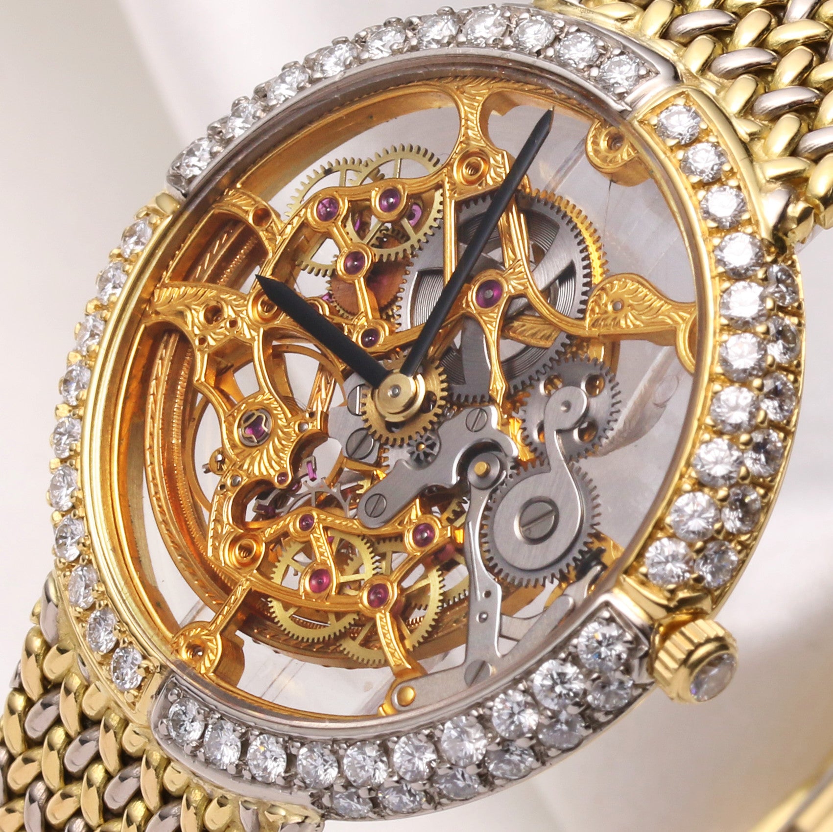 Rare Gerald Genta Skeleton Dial 18K Yellow & White Gold Second Hand Watch Collectors 4