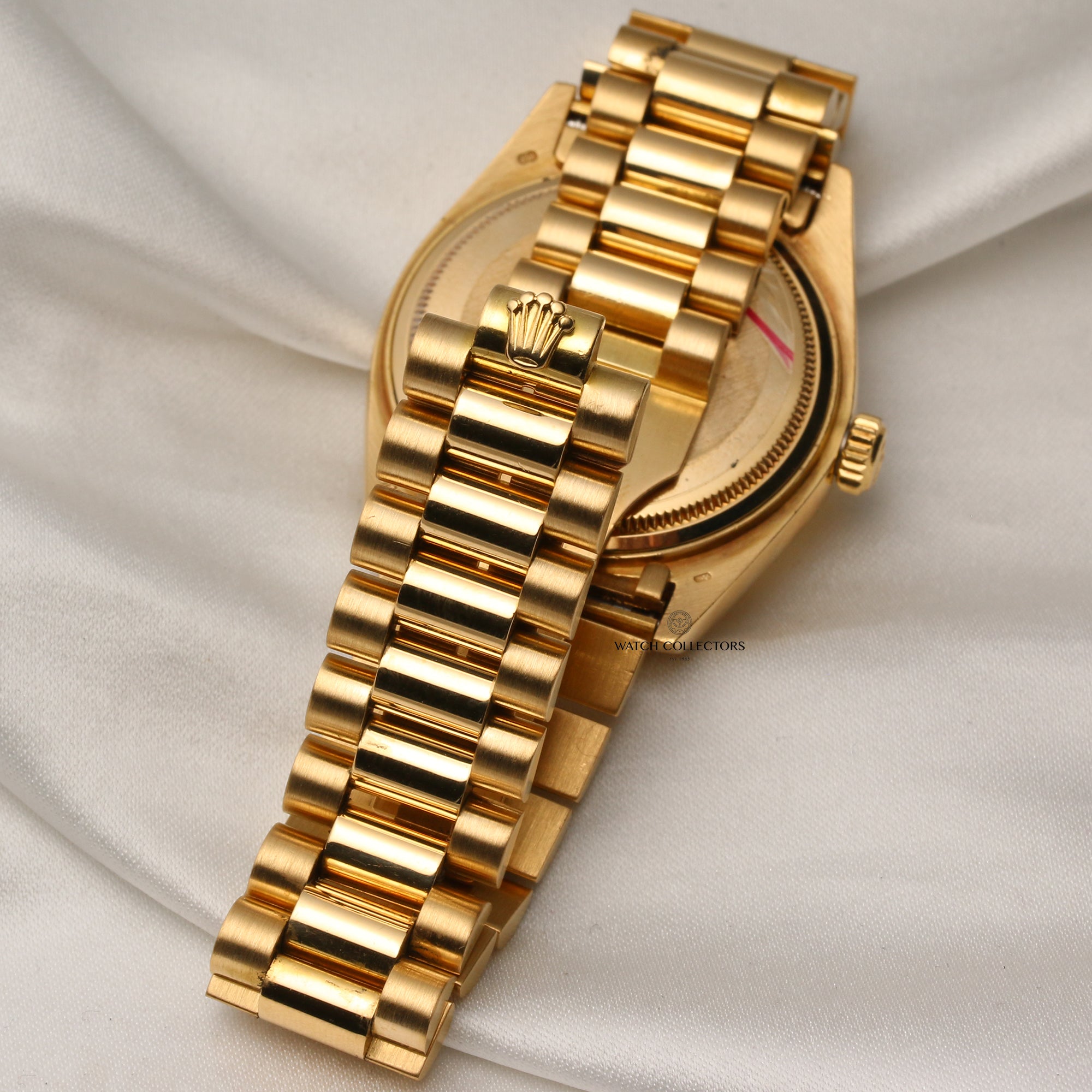 Rare Rolex Day-Date 18038 18K Yellow Gold Red Stella Diamond Dial Second Hand Watch Collectors 8