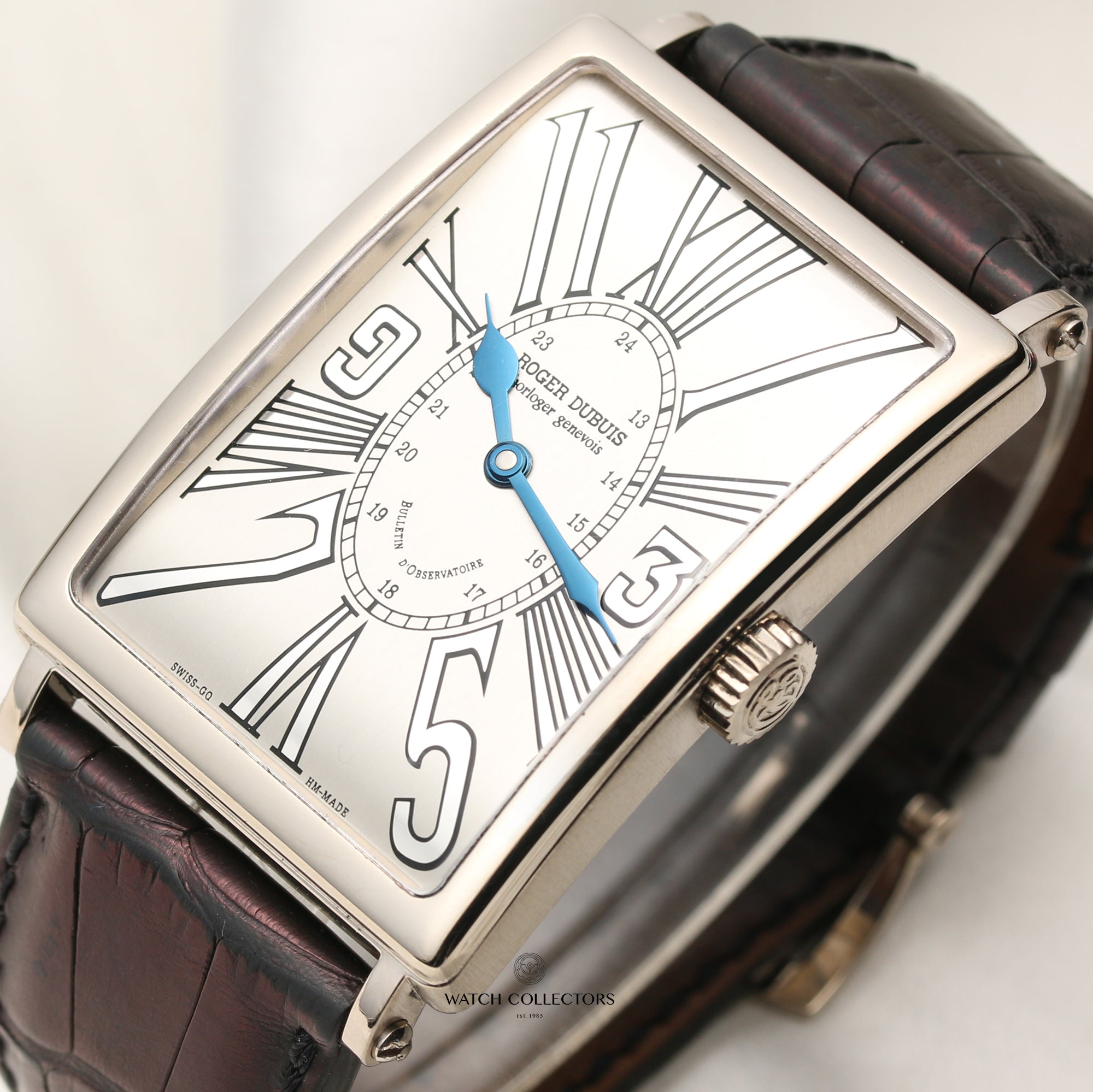 Roger Dubuis Too Much 18K White Gold Brown Strap Second Hand Watch Collectors 4