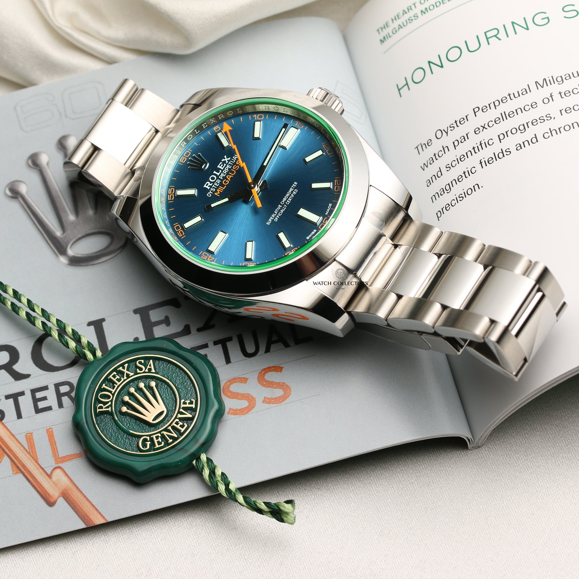 Rolex 116400GV Milgauss Stainless Steel Blue Dial Second Hand Watch Collectors 5