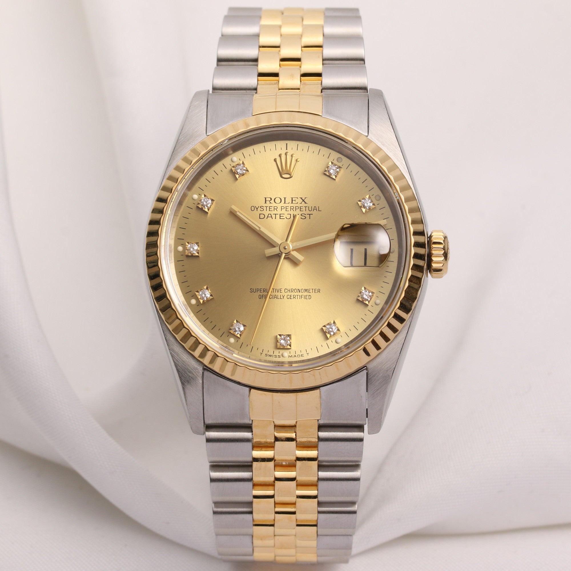 Rolex 16233 Steel & Gold Diamond X18 Second Hand Watch Collectors 1