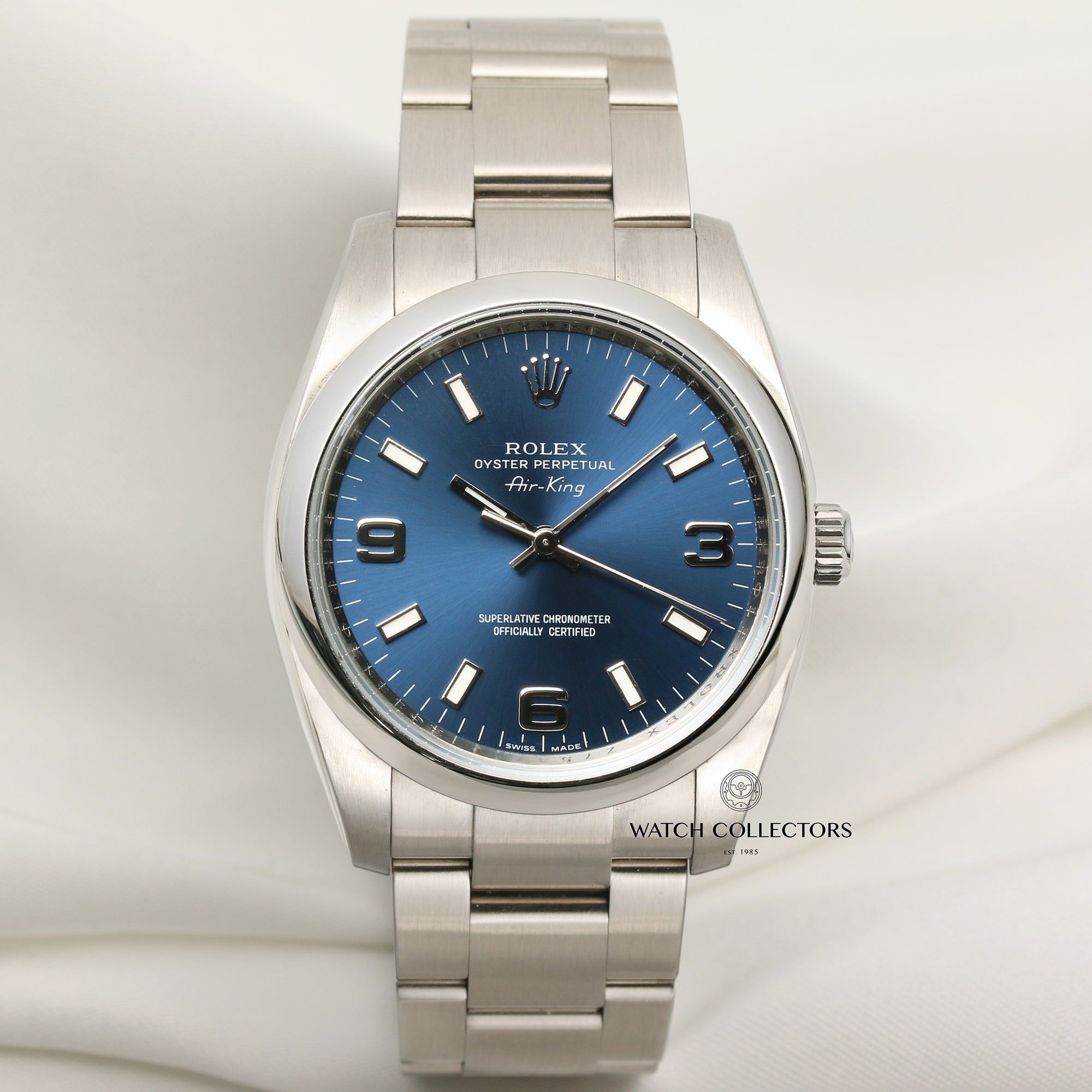 Rolex Air-King 114200 Stainless Steel Blue Arabic Numeral Dial Second Hand Watch Collectors 1