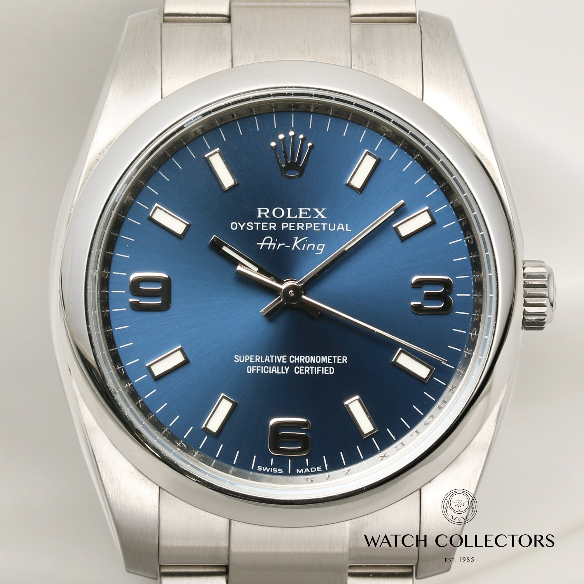 Rolex Air-King 114200 Stainless Steel Blue Arabic Numeral Dial Second Hand Watch Collectors 2