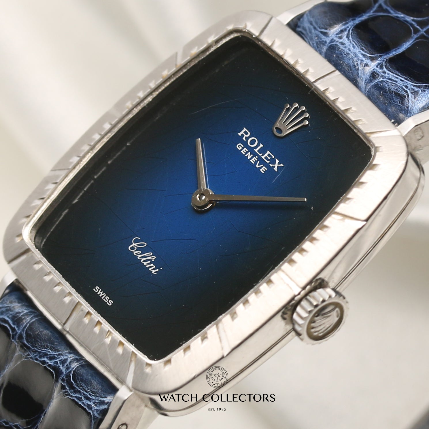 Rolex Cellini 18K White Blue Degrading Spider Dial Second Hand Watch Collectors 4