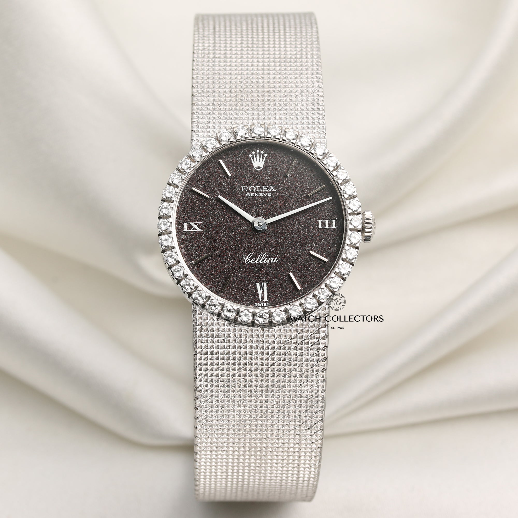 Rolex Cellini 18K White Gold Diamond Bezel Second Hand Watch Collectors 1