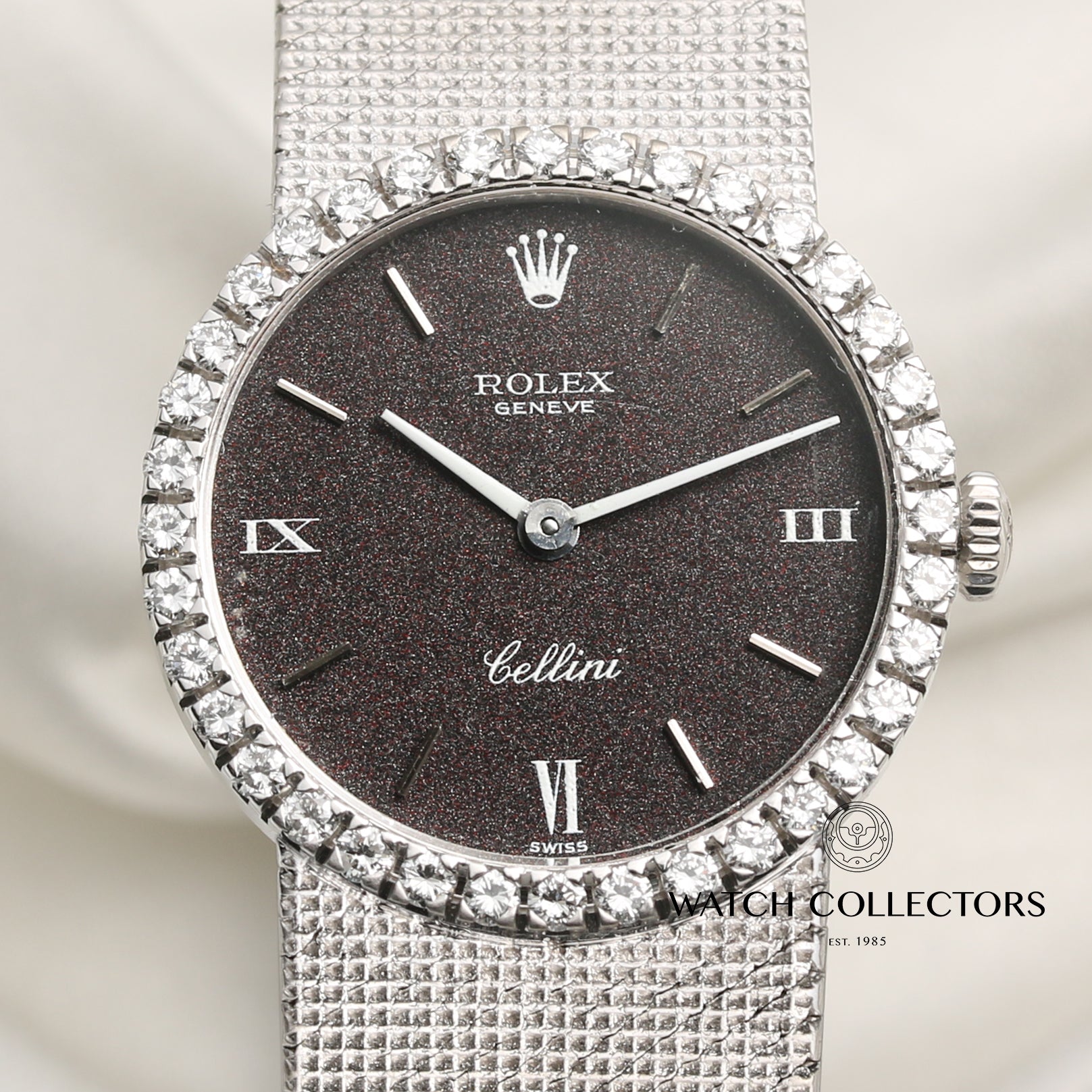Rolex Cellini 18K White Gold Diamond Bezel Second Hand Watch Collectors 2