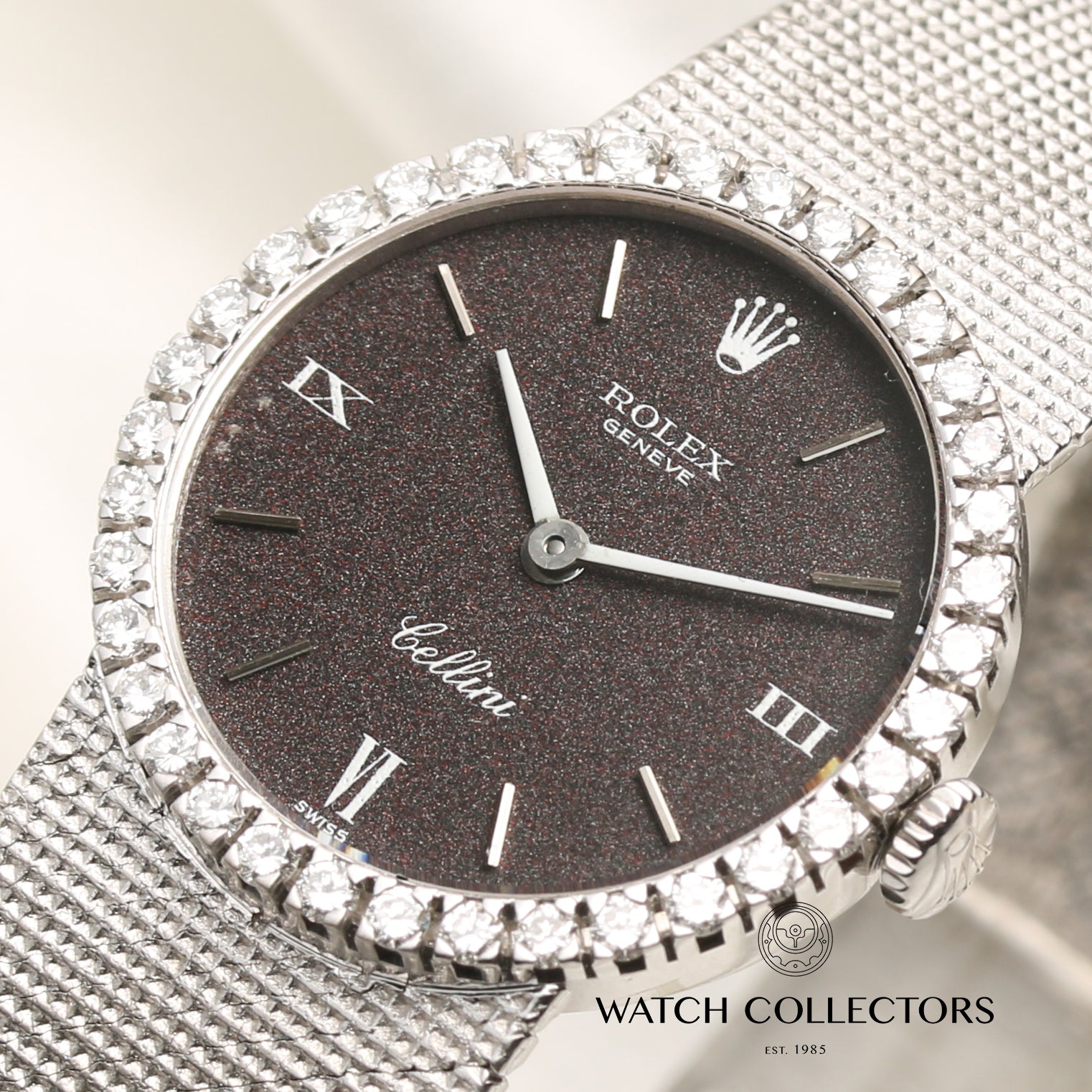 Rolex Cellini 18K White Gold Diamond Bezel Second Hand Watch Collectors 4