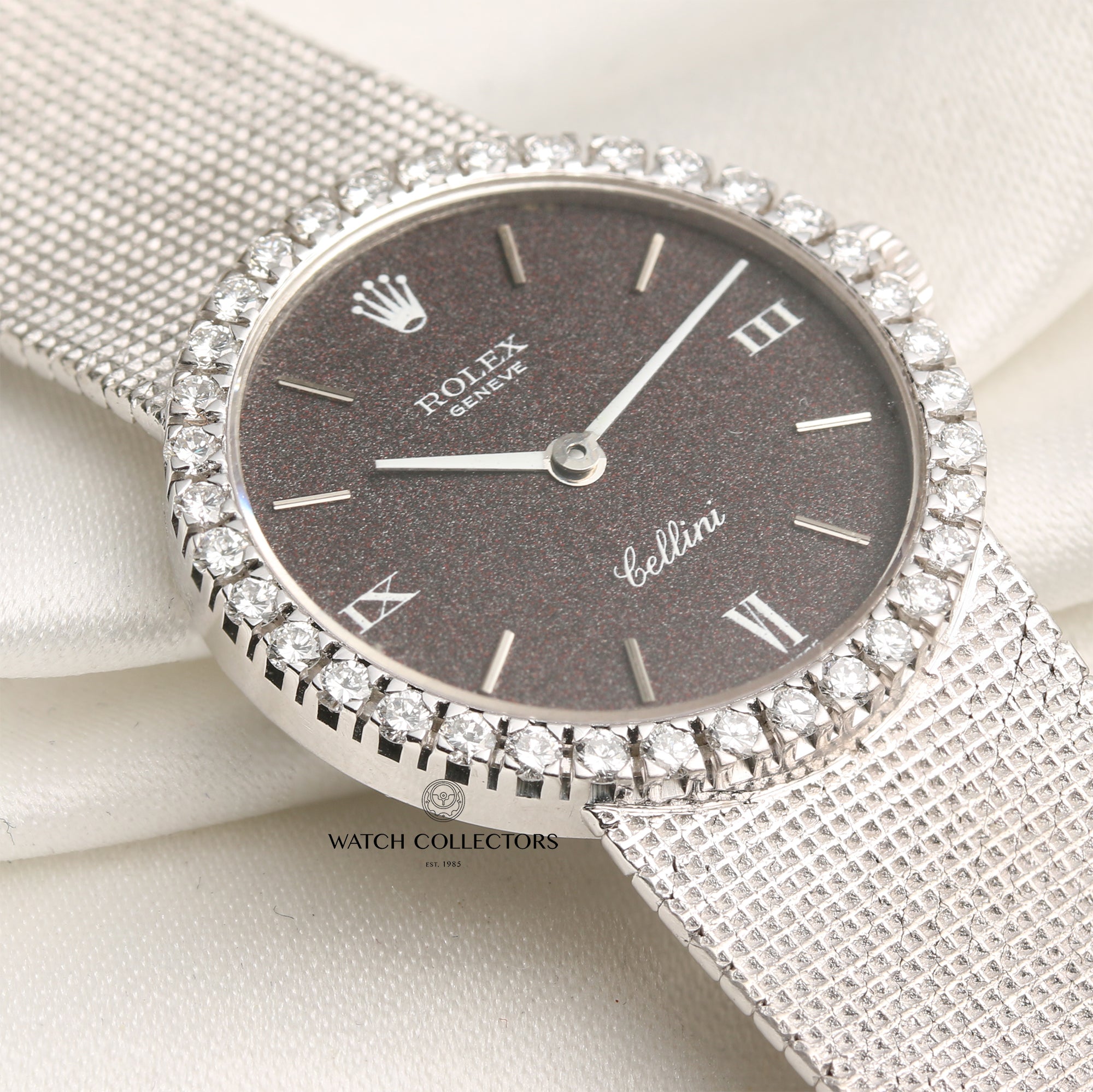 Rolex Cellini 18K White Gold Diamond Bezel Second Hand Watch Collectors 5