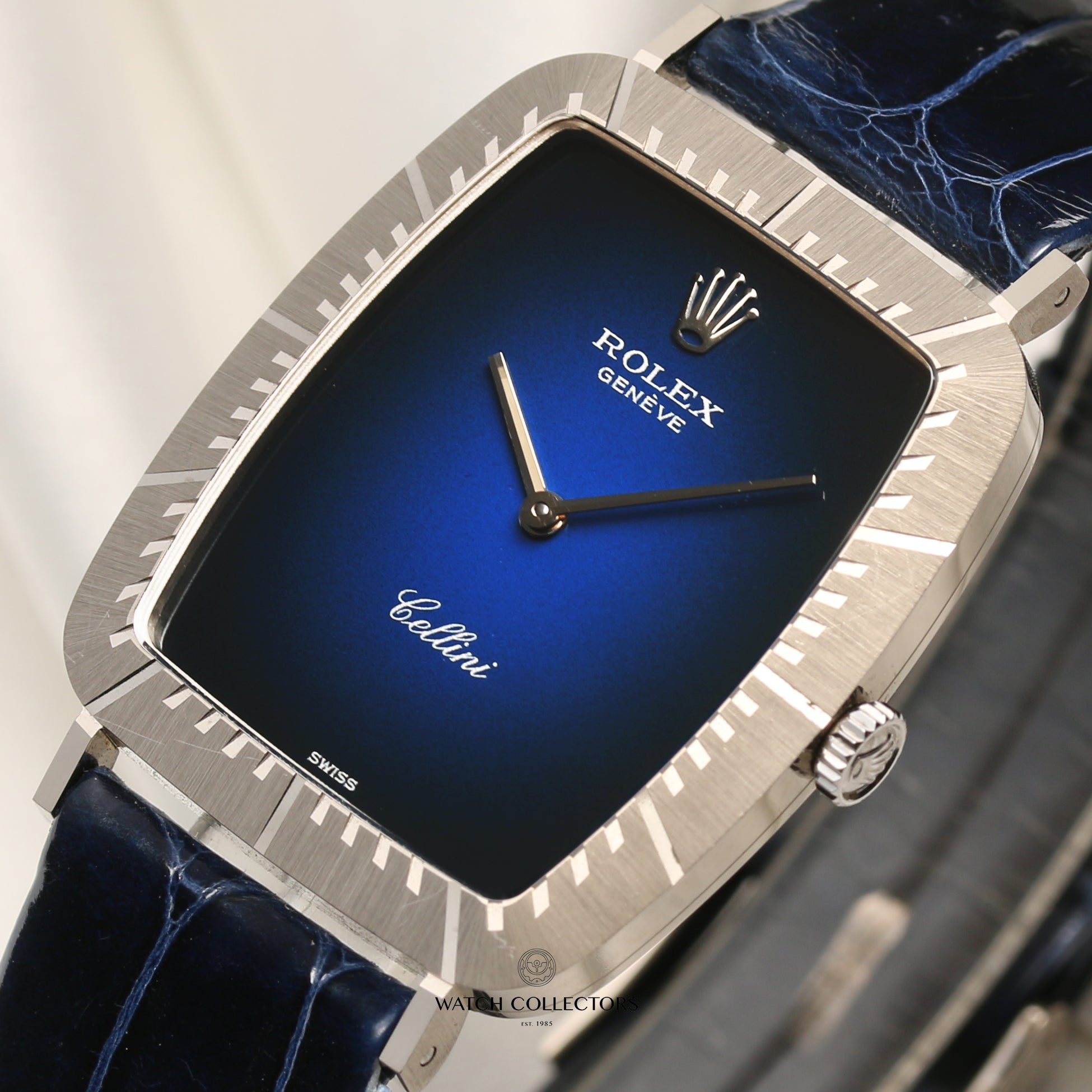 Rolex Cellini 4037 18K White Gold Blue Degrading Dial Second Hand Watch Collectors 5