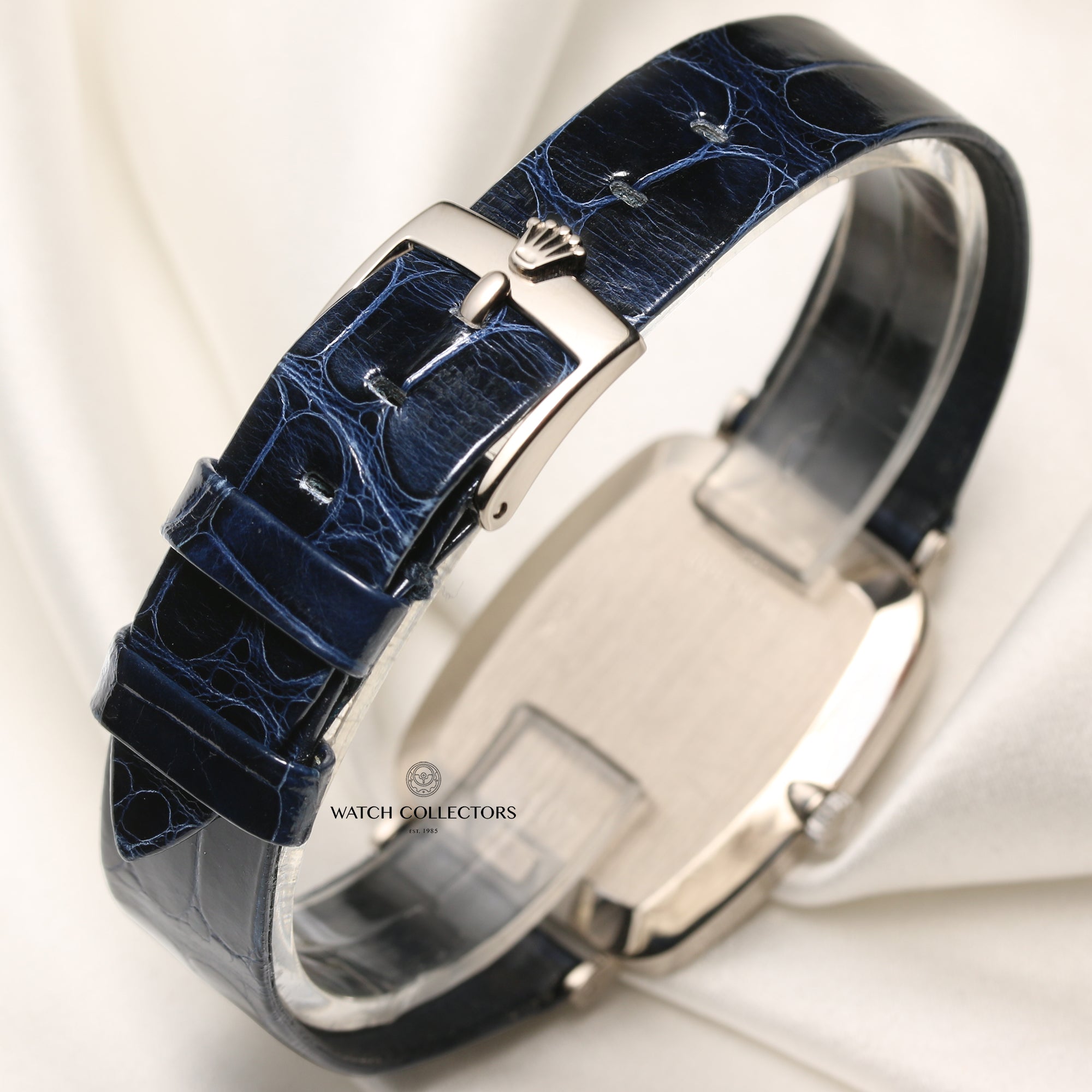 Rolex Cellini 4037 18K White Gold Blue Degrading Dial Second Hand Watch Collectors 7