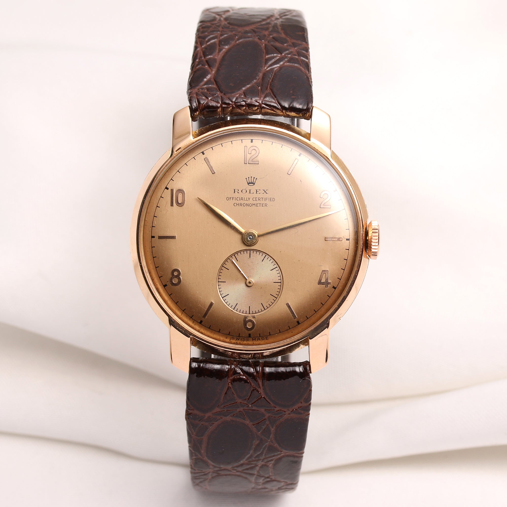 Rolex Chronometer 18K Rose Gold Second Hand Watch Collectors 1