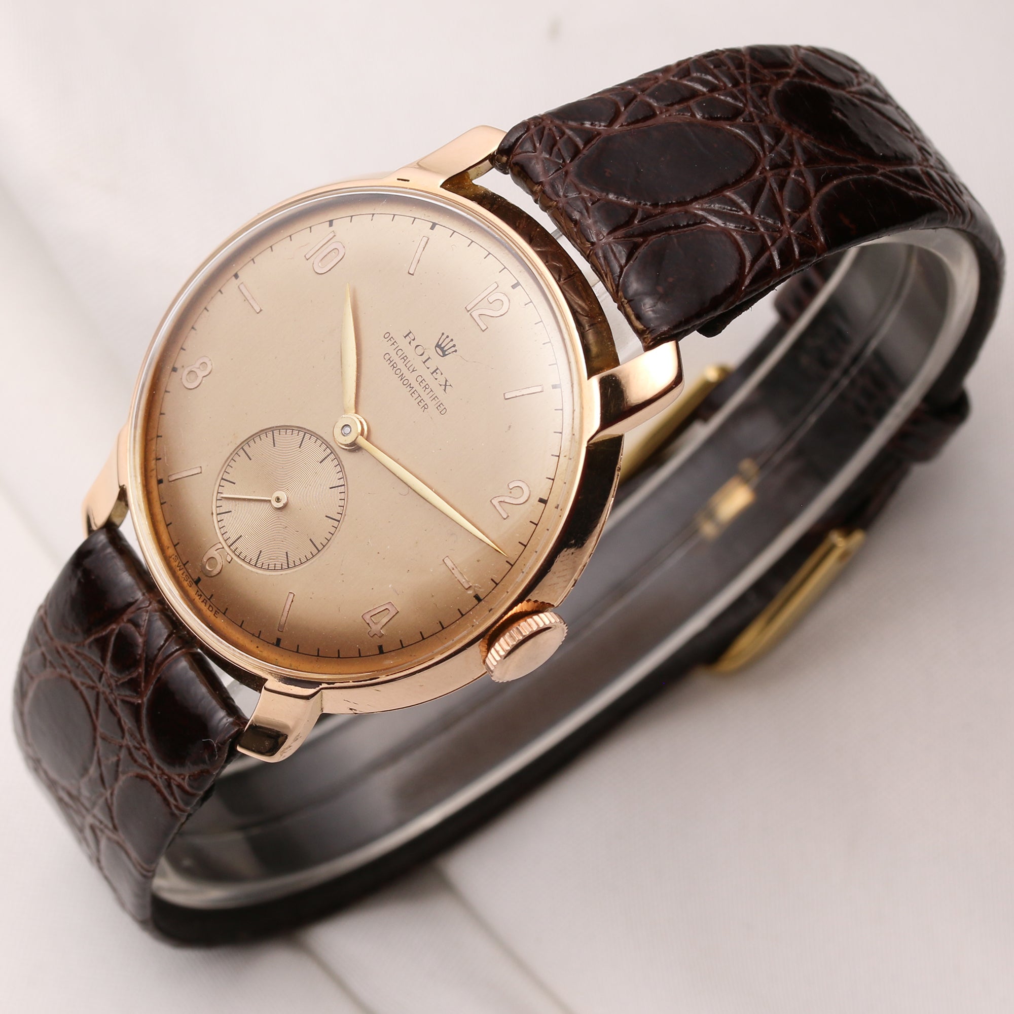 Rolex Chronometer 18K Rose Gold Second Hand Watch Collectors 3