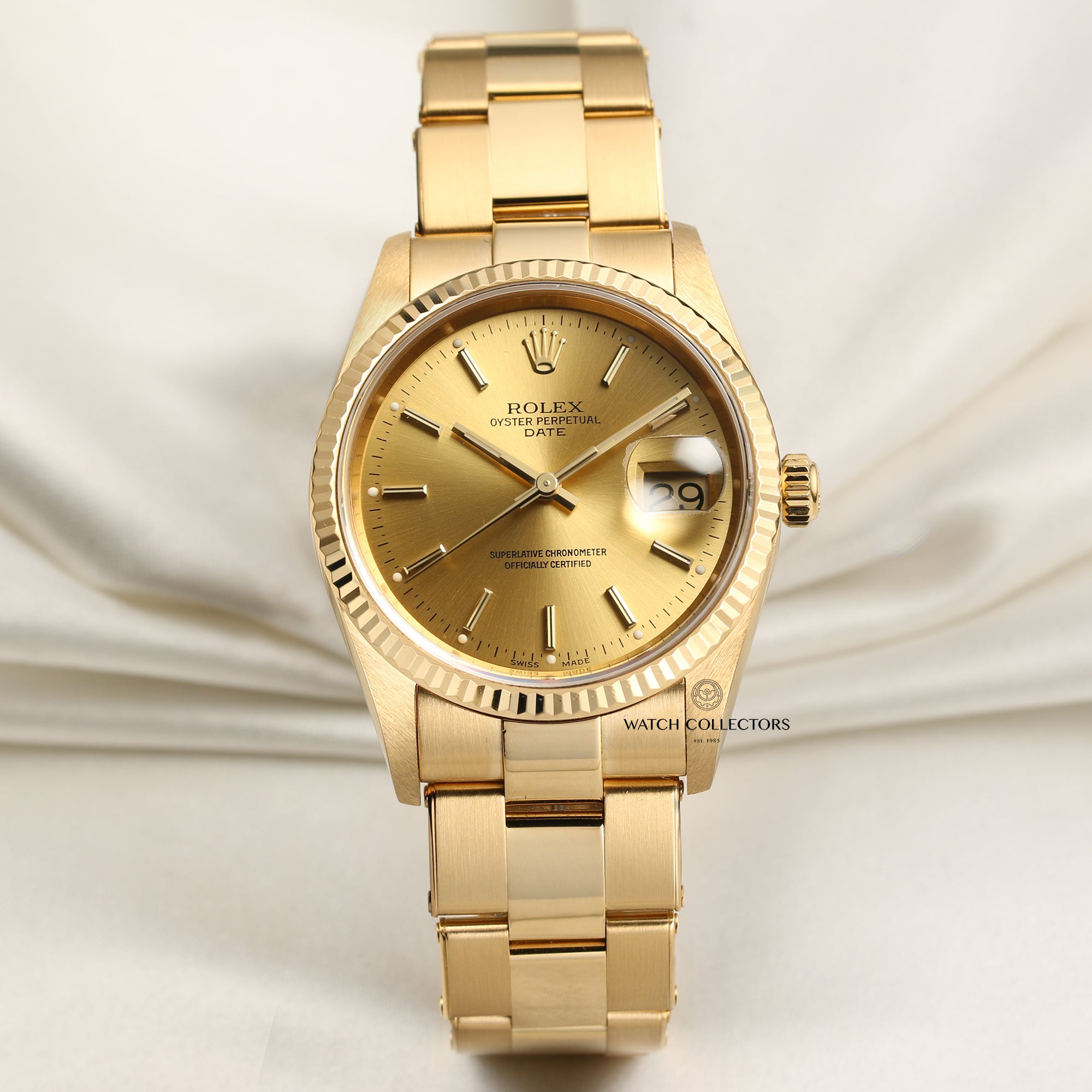 Rolex Date 15238 18K Yellow Gold Second Hand Watch Collectors 1