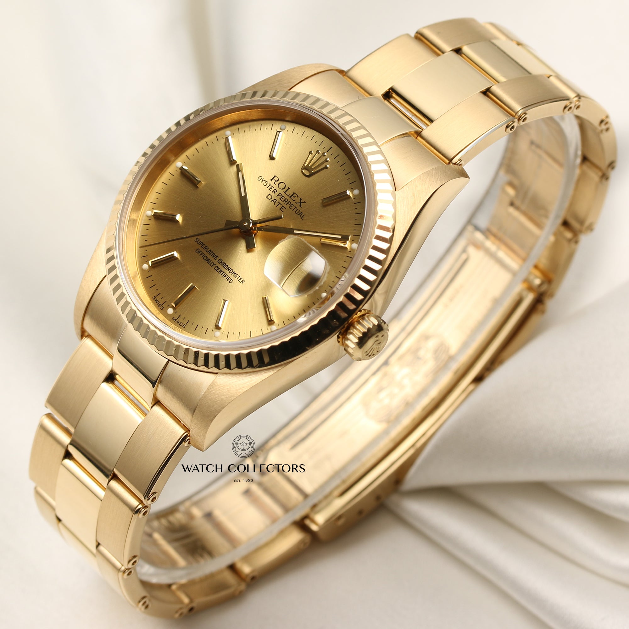 Rolex Date 15238 18K Yellow Gold Second Hand Watch Collectors 3