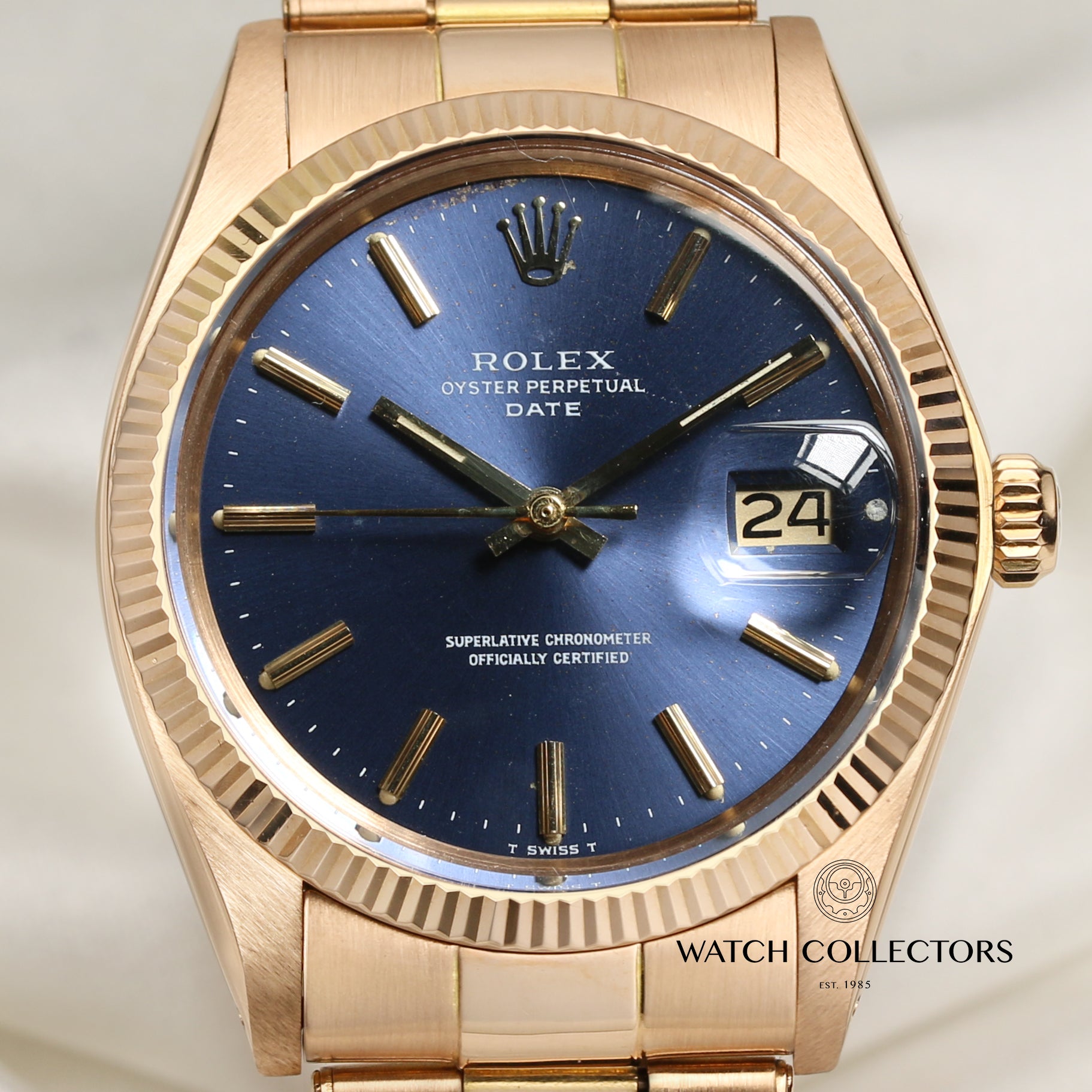 Rolex Date 18K Rose Gold Second Hand Watch Collectors 2
