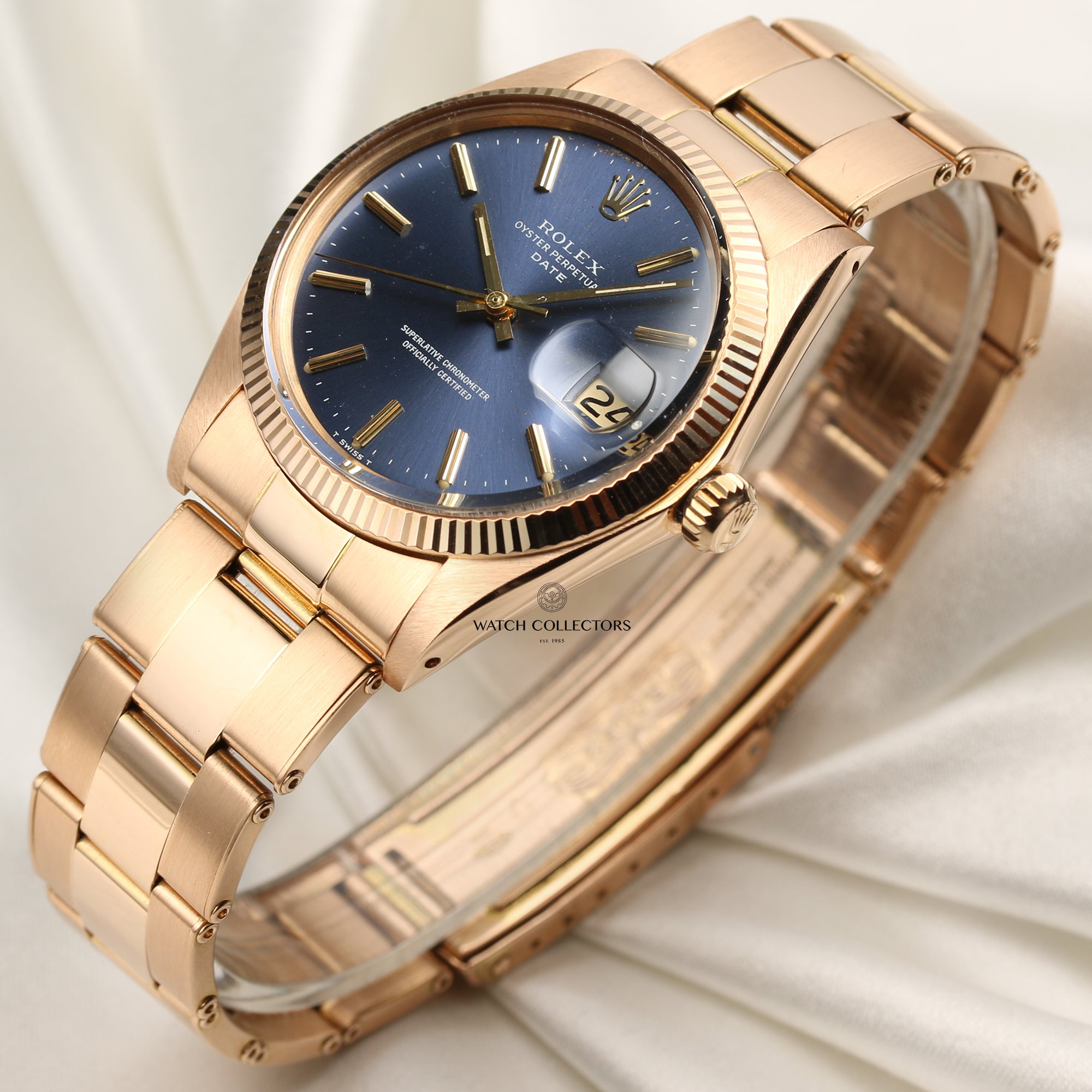 Rolex Date 18K Rose Gold Second Hand Watch Collectors 3
