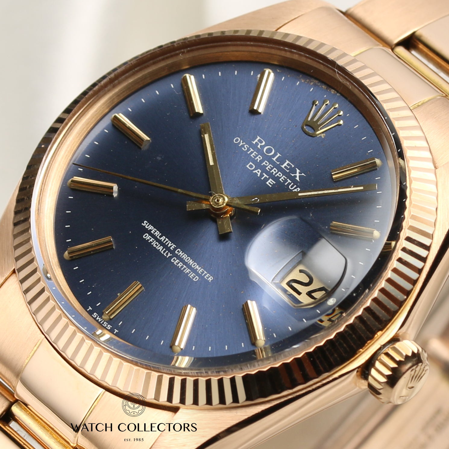 Rolex Date 18K Rose Gold Second Hand Watch Collectors 4