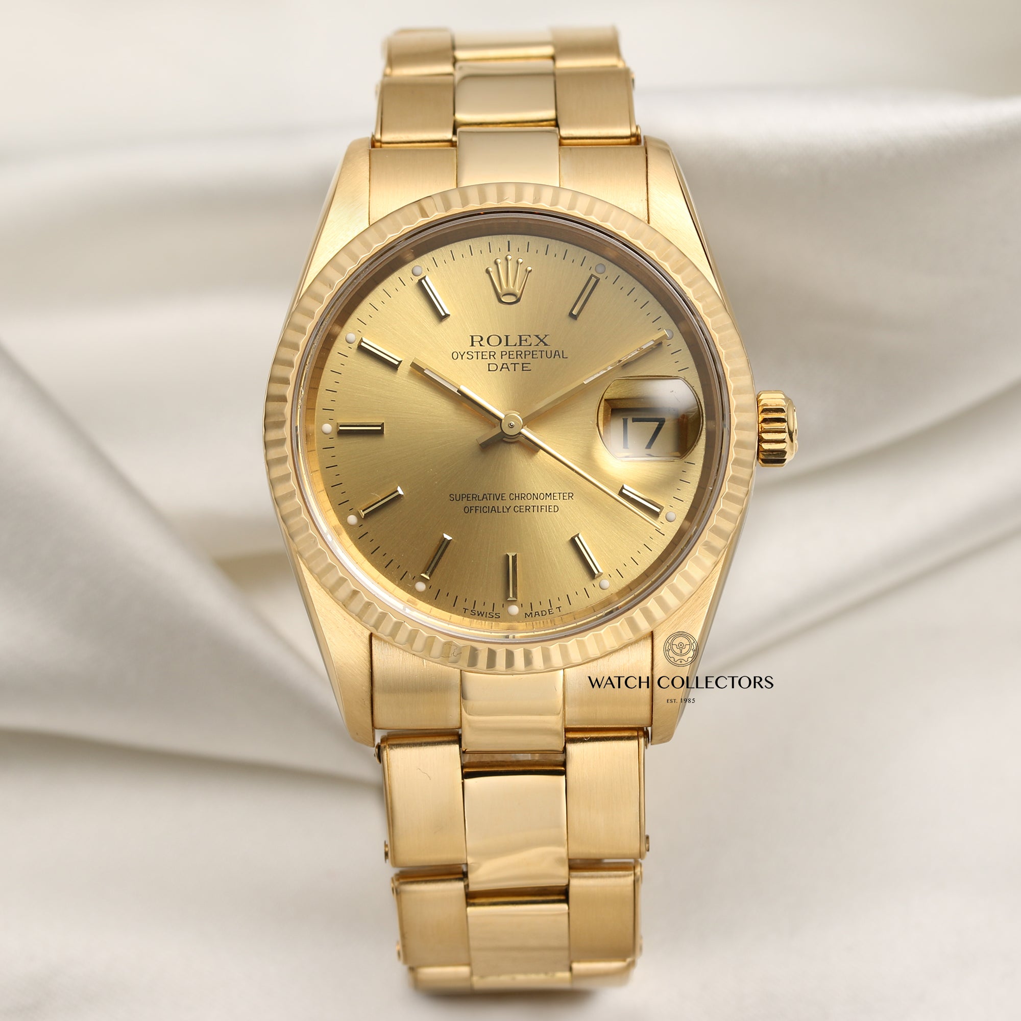 Rolex Date 18K Yellow Gold Second Hand Watch Collectors 1