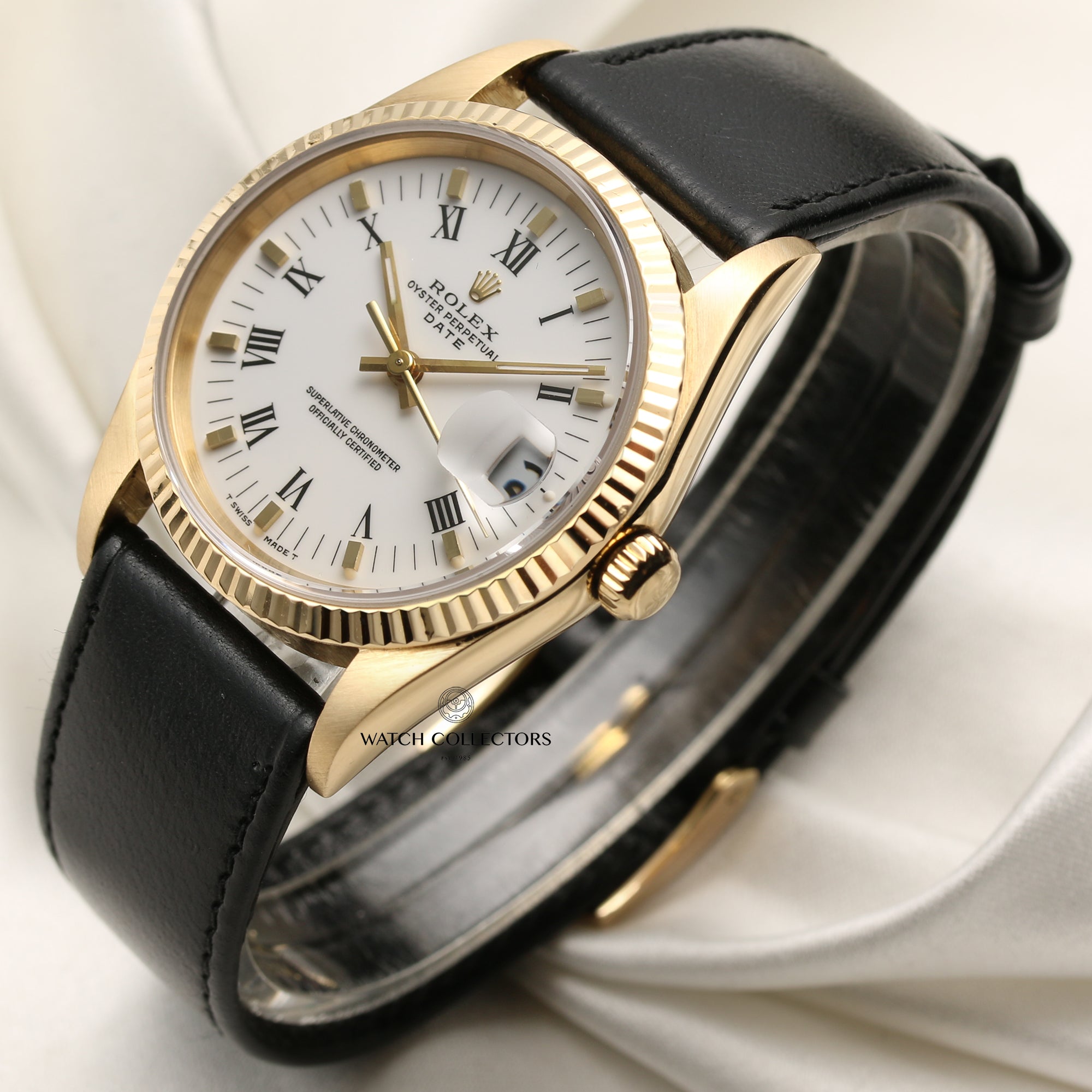 Rolex Date 18K Yellow Gold Second Hand Watch Collectors 3