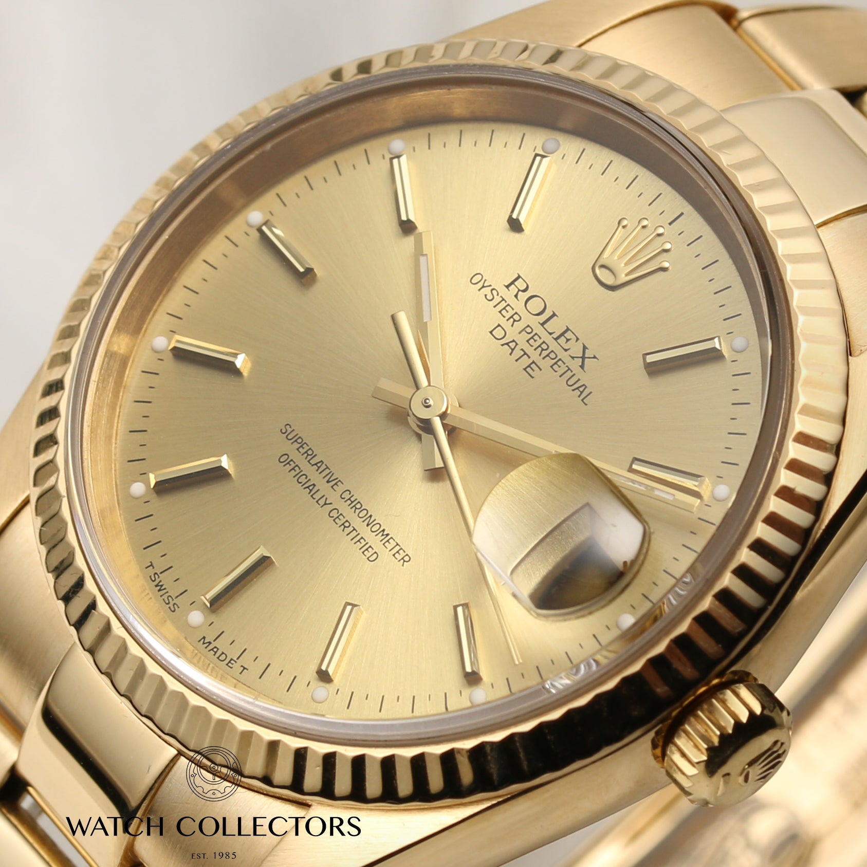 Rolex Date 18K Yellow Gold Second Hand Watch Collectors 4
