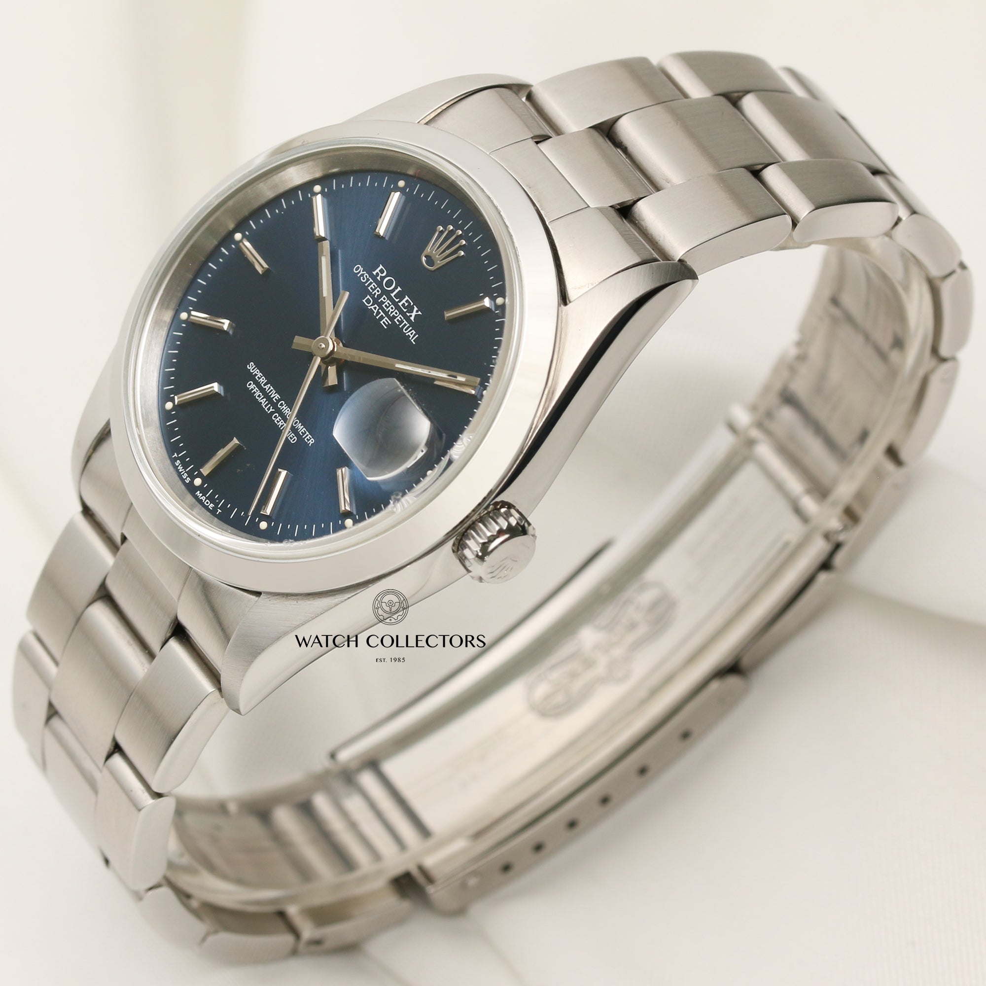 Rolex Date Blue Dial Stainless Steel Second Hand Watch Collectors 3