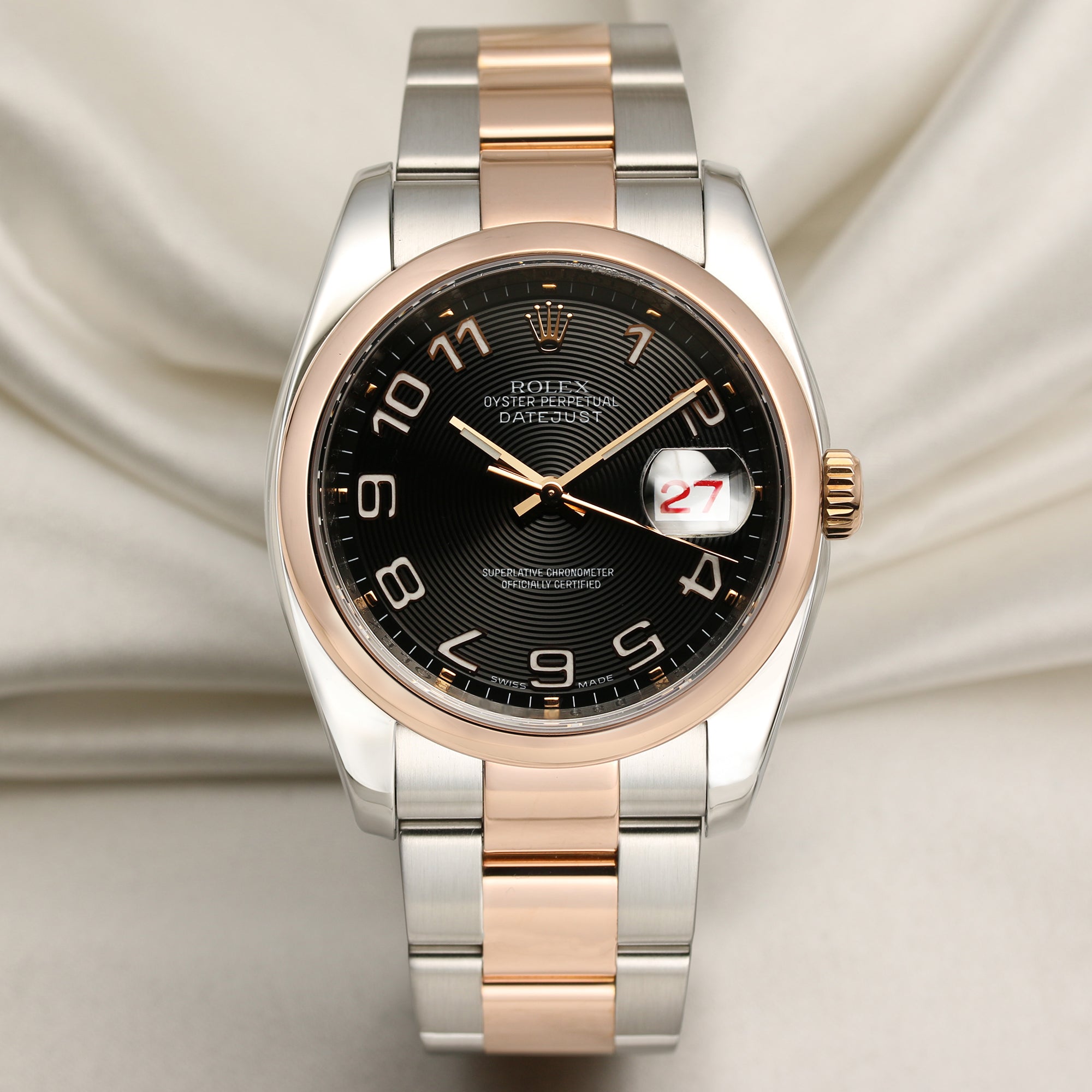 Rolex-DateJust-116201-18K-Rose-Gold-Stainless-Steel-Second-Hand-Watch-Collectors-1