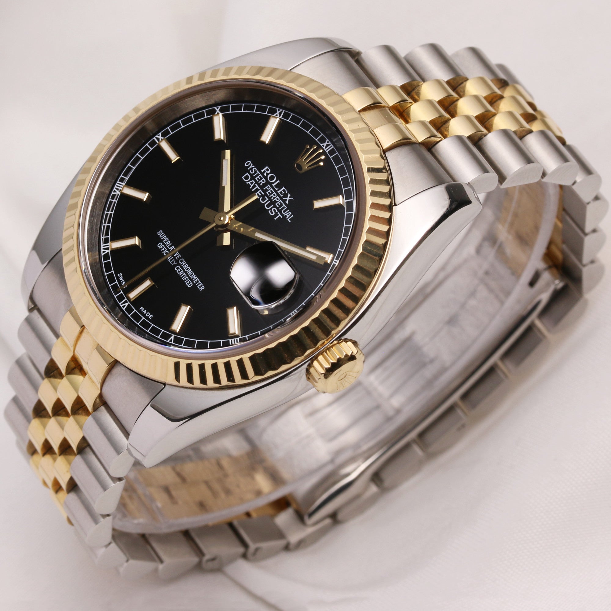 Rolex DateJust 116233 Black Dial Steel & Gold Second Hand Watch Collectors 3