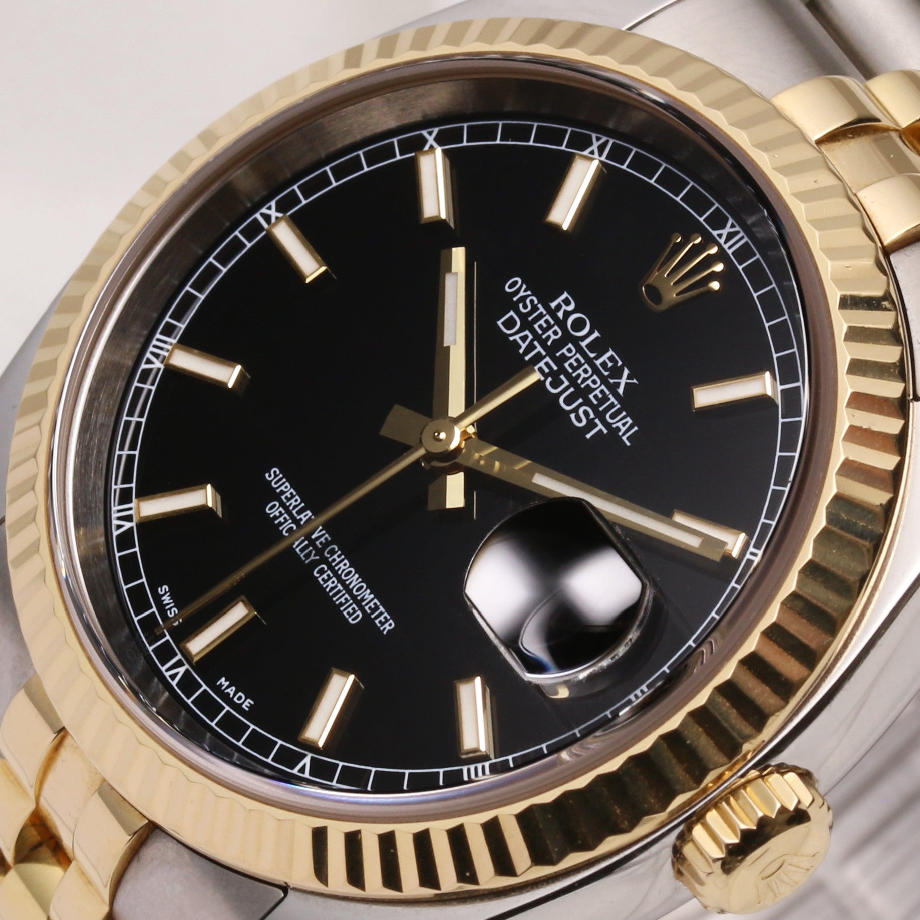 Rolex DateJust 116233 Black Dial Steel & Gold Second Hand Watch Collectors 4