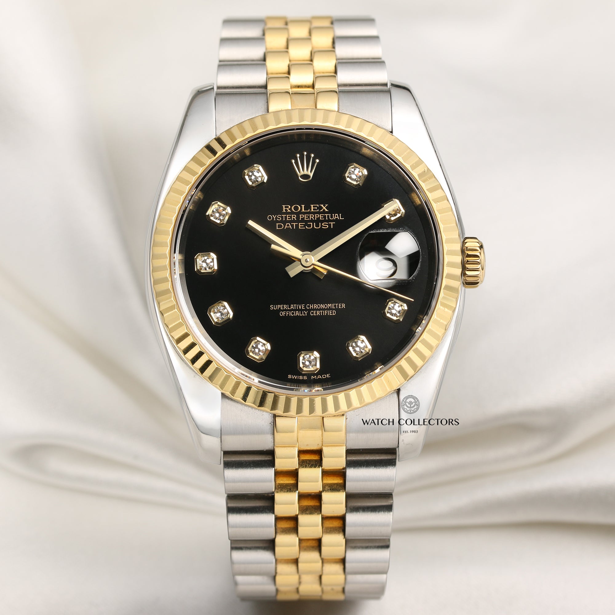 Rolex DateJust 116233 Diamond Dial Steel & Gold Second Hand Watch Collectors 1