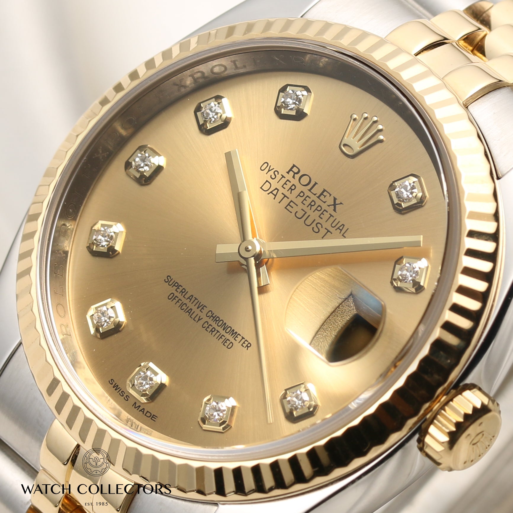 Rolex DateJust 116233 Steel & Gold Champagne Diamond Dial Second Hand Watch Collectors 4