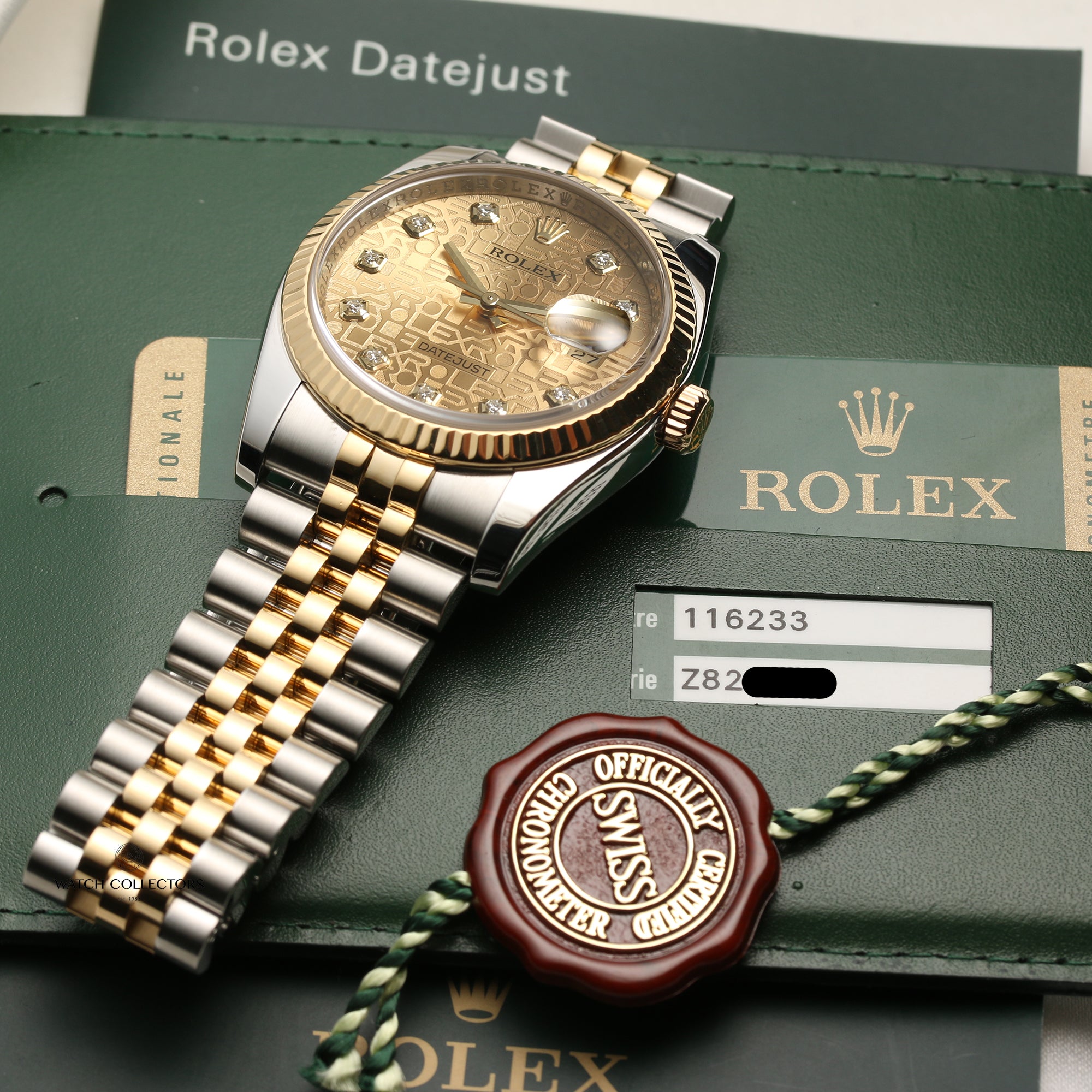 Rolex DateJust 116233 Steel & Gold Diamond Jubilee Dial Second Hand Watch Collectors 9