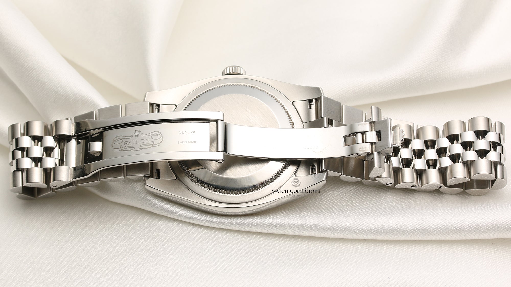 Rolex DateJust 116234 Stainless Steel & 18K White Gold Black Jubilee Diamond Dial Second Hand Watch Collectors 8