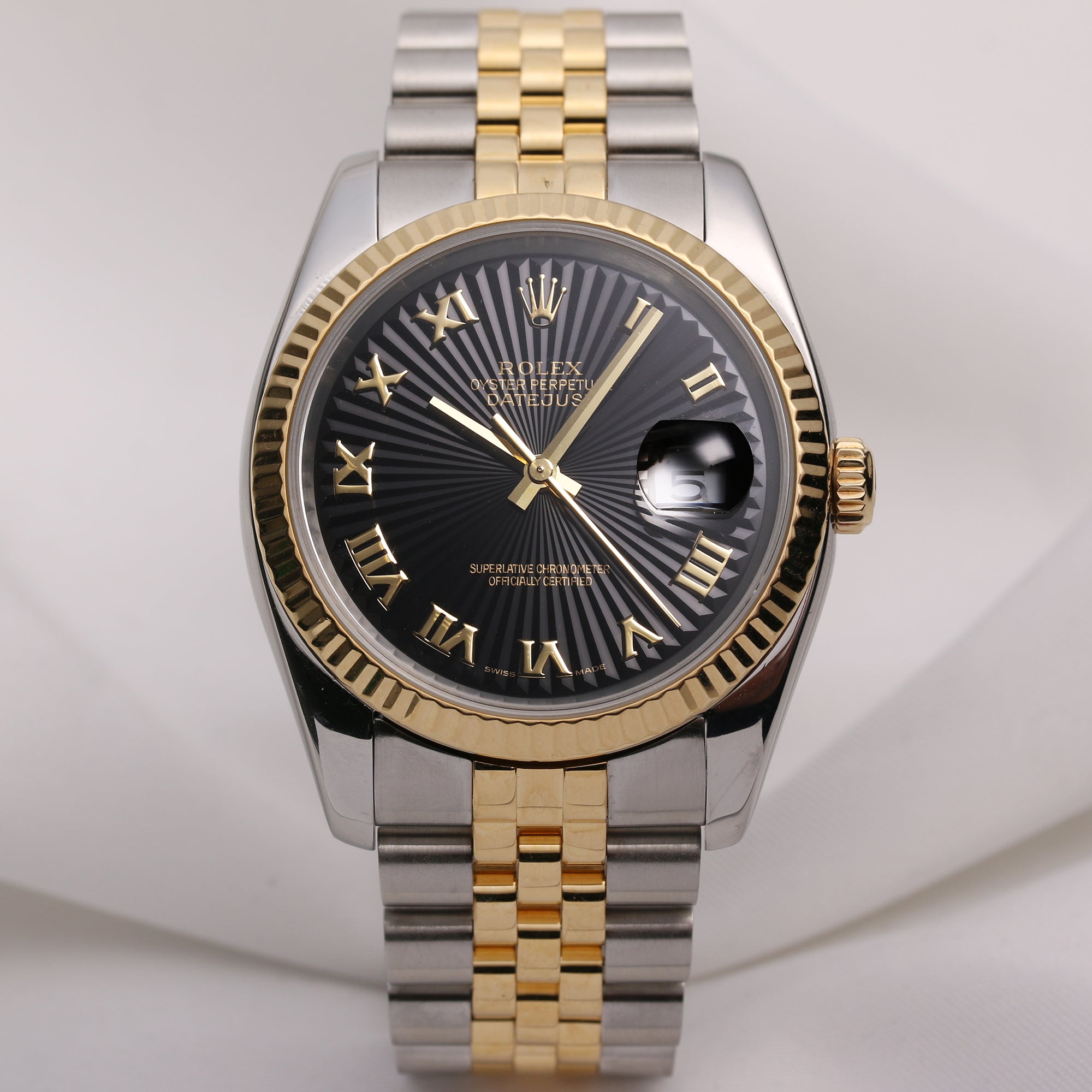 Rolex DateJust 116623 Steel & Gold Black Sunburst Effect Dial D13 Second Hand Watch Collectors 1