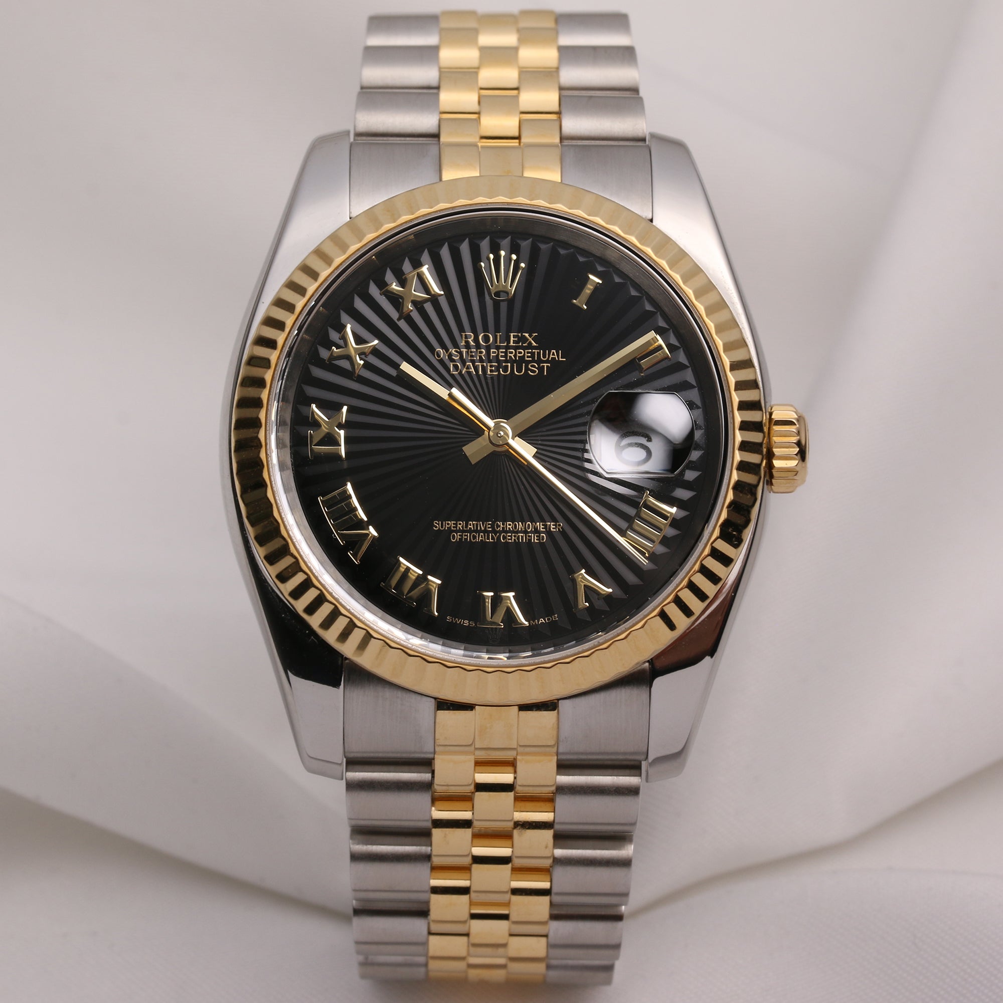 Rolex DateJust 116623 Steel & Gold Black Sunburst Effect Dial F16 Second Hand Watch Collectors 1