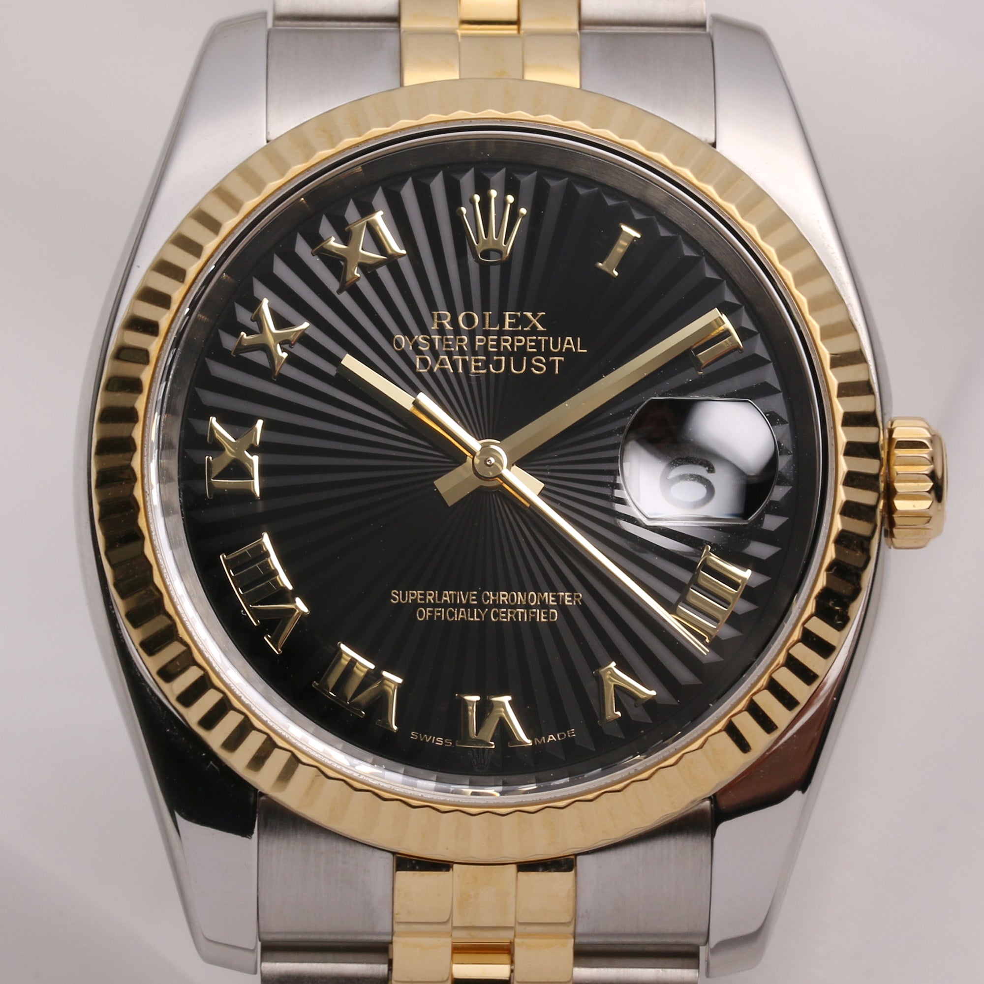 Rolex DateJust 116623 Steel & Gold Black Sunburst Effect Dial F16 Second Hand Watch Collectors 2
