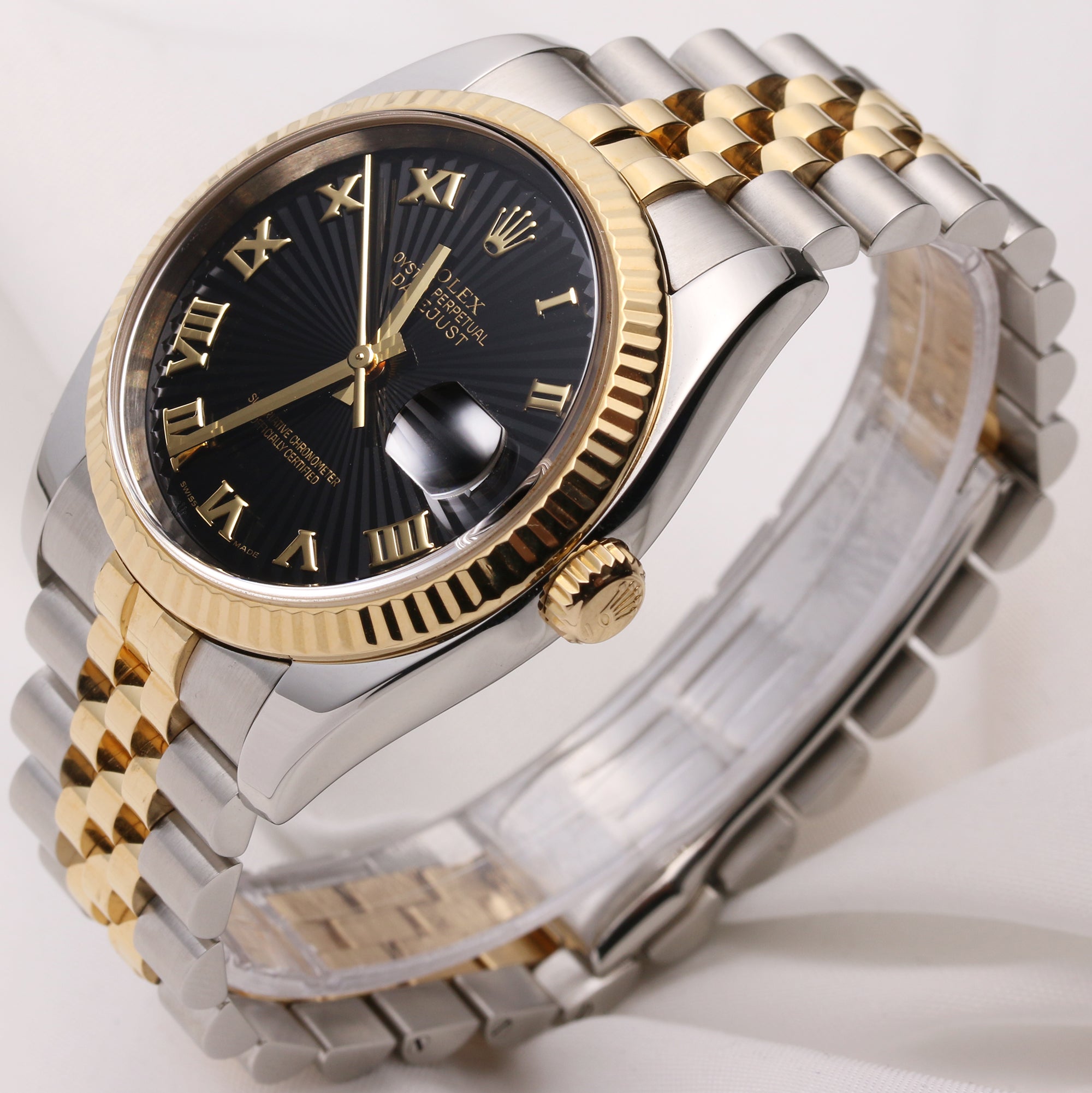 Rolex DateJust 116623 Steel & Gold Black Sunburst Effect Dial F16 Second Hand Watch Collectors 3