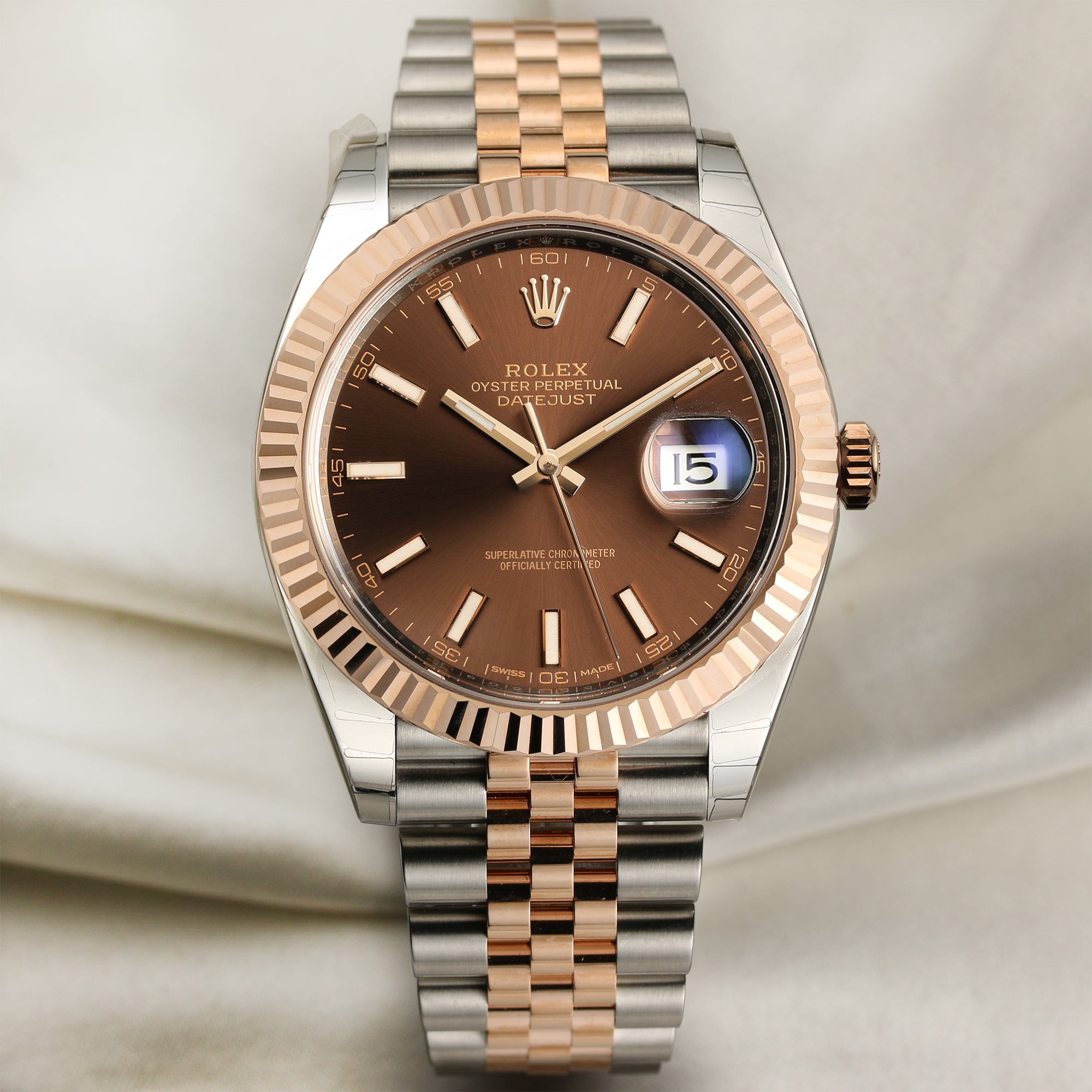 Rolex datejust 41 rose gold chocolate dial Clearance