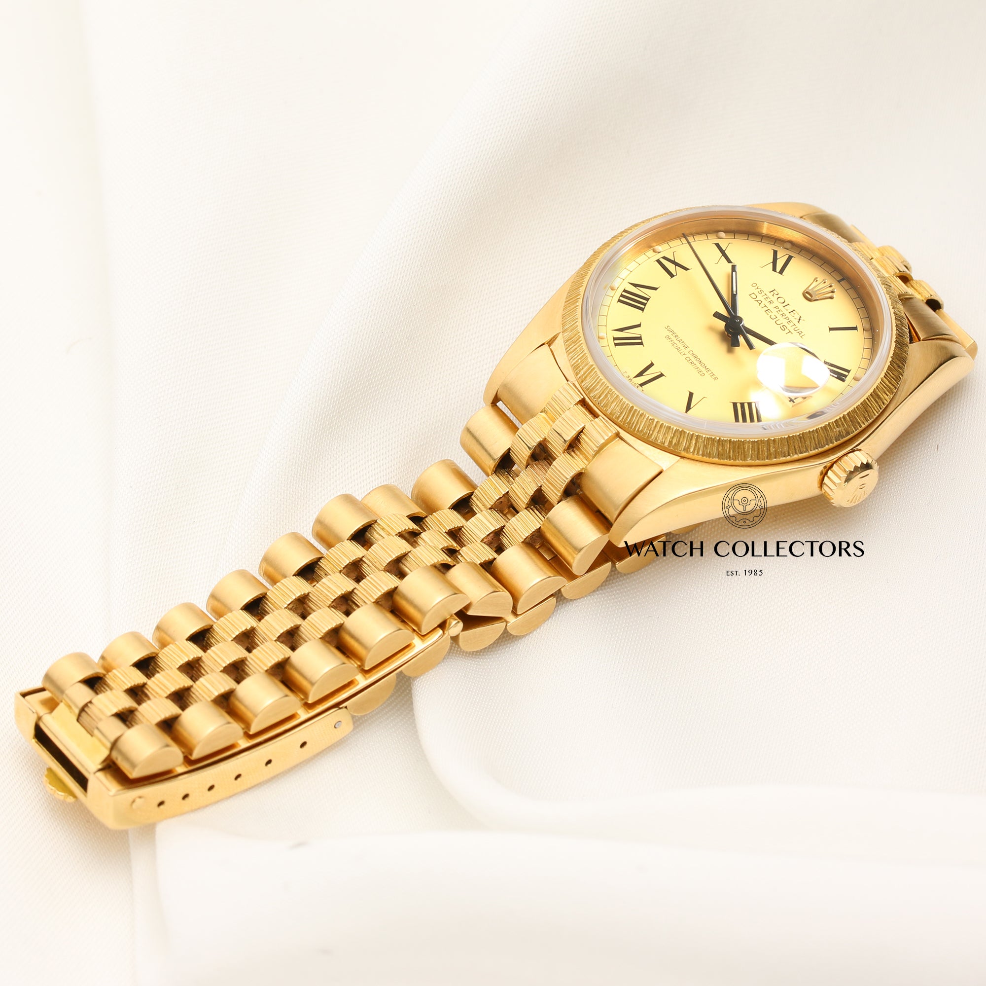 Rolex DateJust 16078 18K Yellow Gold Bark Jubilee Bracelet Second Hand Watch Collectors 9