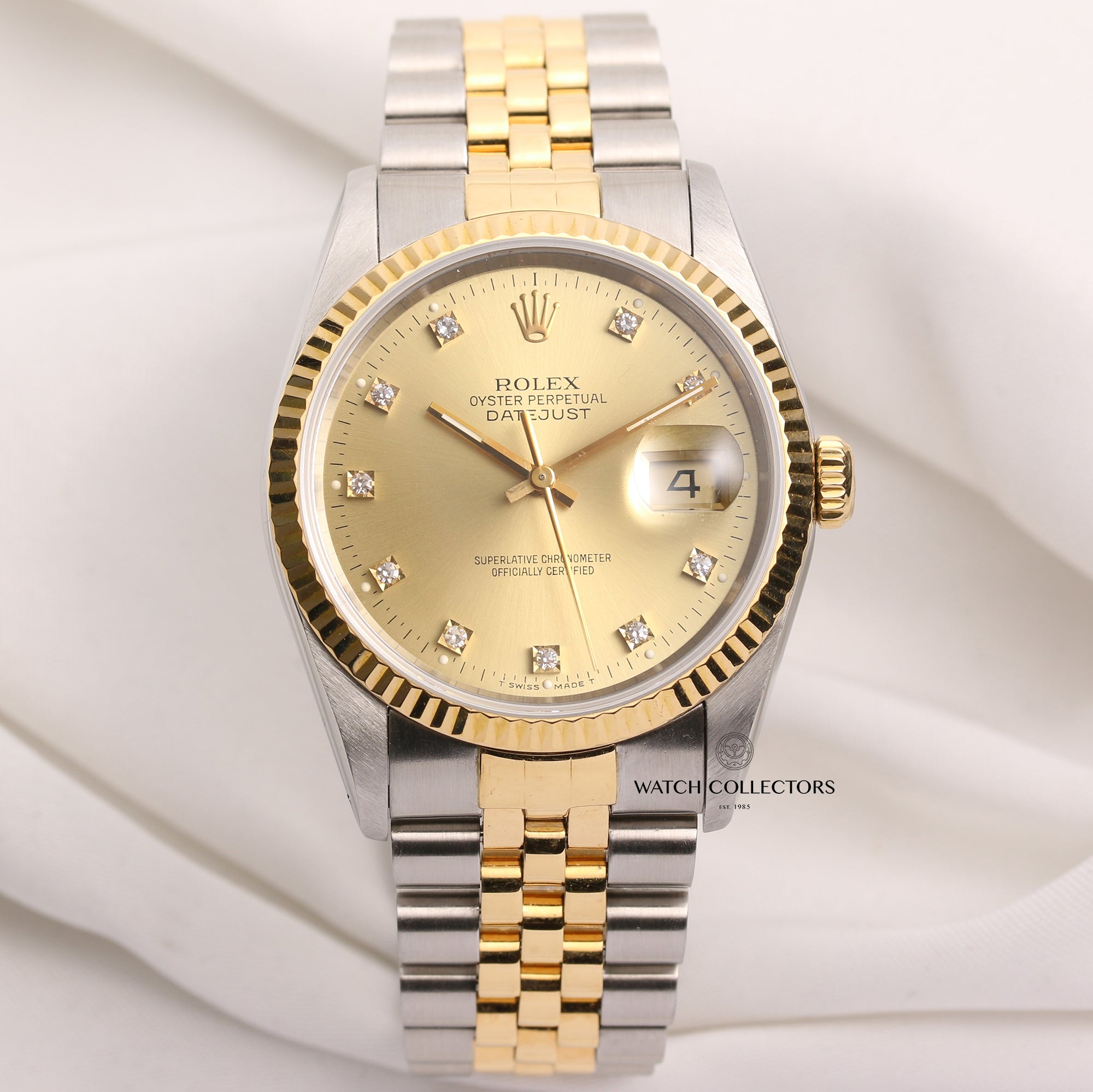 Rolex DateJust 16233 Stainless Steel 18K Yellow Gold diamond dial