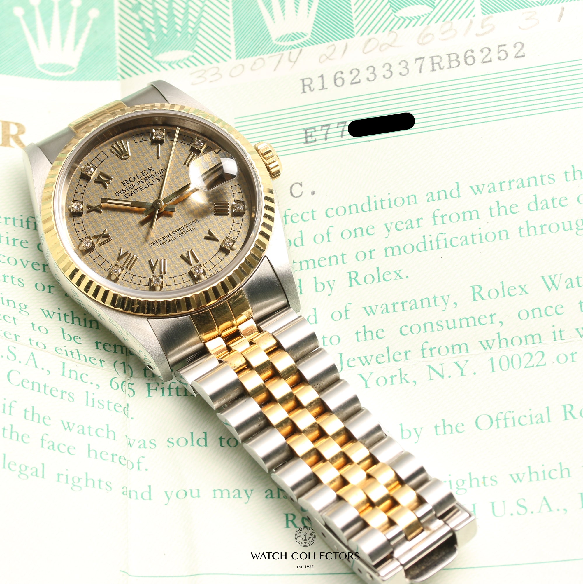 Rolex DateJust 16233 Steel & Gold Diamond Dial Second Hand Watch Collectors 10