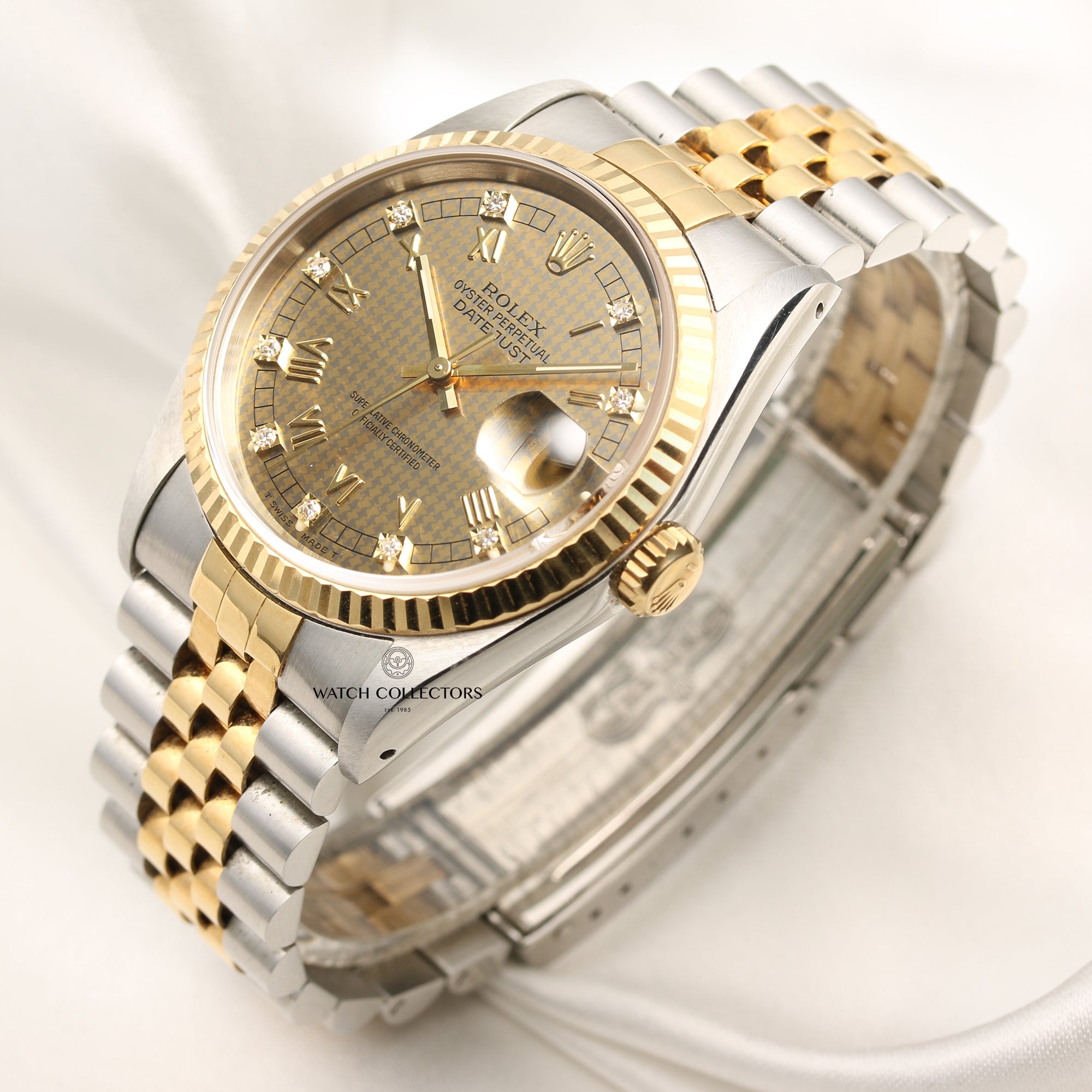 Rolex DateJust 16233 Steel & Gold Diamond Dial Second Hand Watch Collectors 3