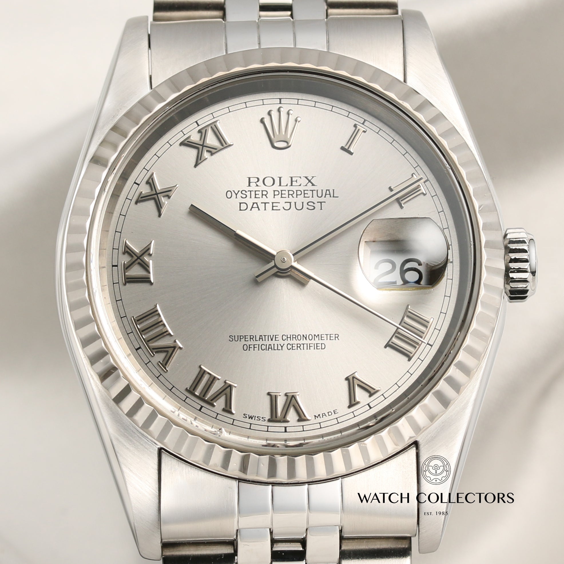 Rolex DateJust 16234 Stainless Steel 18K White Gold Bezel Second Hand Watch Collectors 2