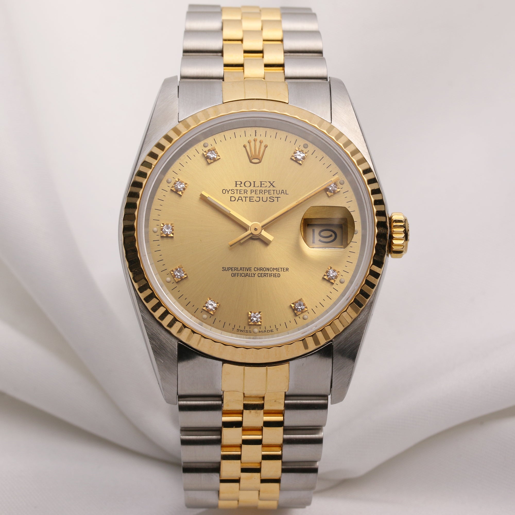 Rolex DateJust 16623 Steel & Gold Champagne Diamond Dial R98 Second Hand Watch Collectors 1
