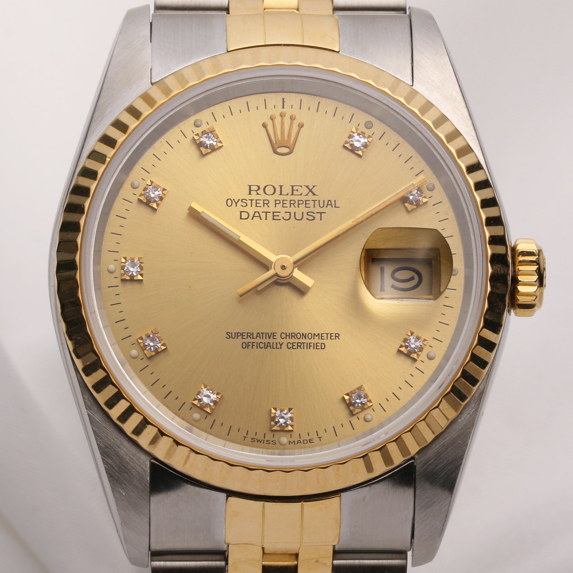Rolex DateJust 16623 Steel & Gold Champagne Diamond Dial R98 Second Hand Watch Collectors 2