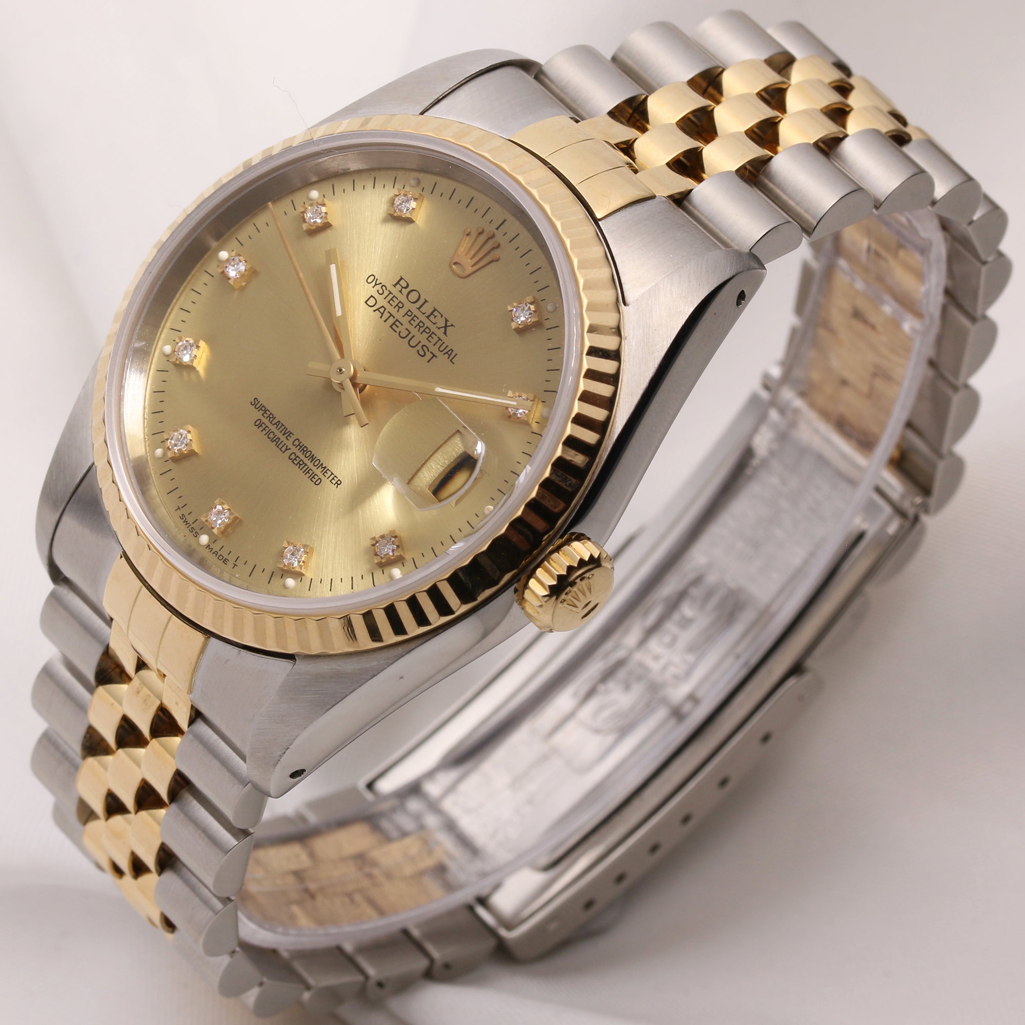 Rolex DateJust 16623 Steel & Gold Champagne Diamond Dial R98 Second Hand Watch Collectors 3