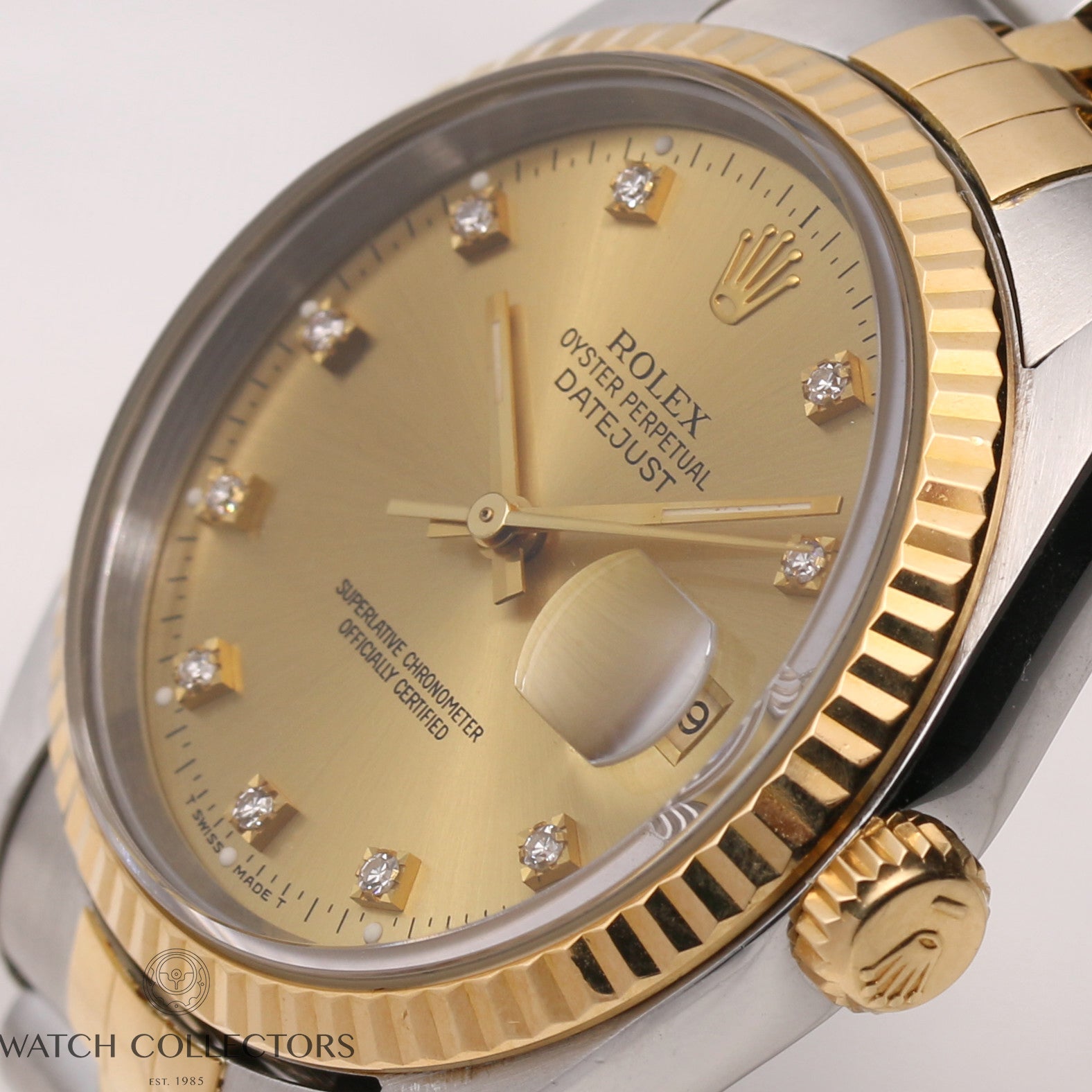 Rolex-DateJust-16623-Steel-Gold-Champagne-Diamond-Dial-X82-Second-Hand-Watch-Collectors-4