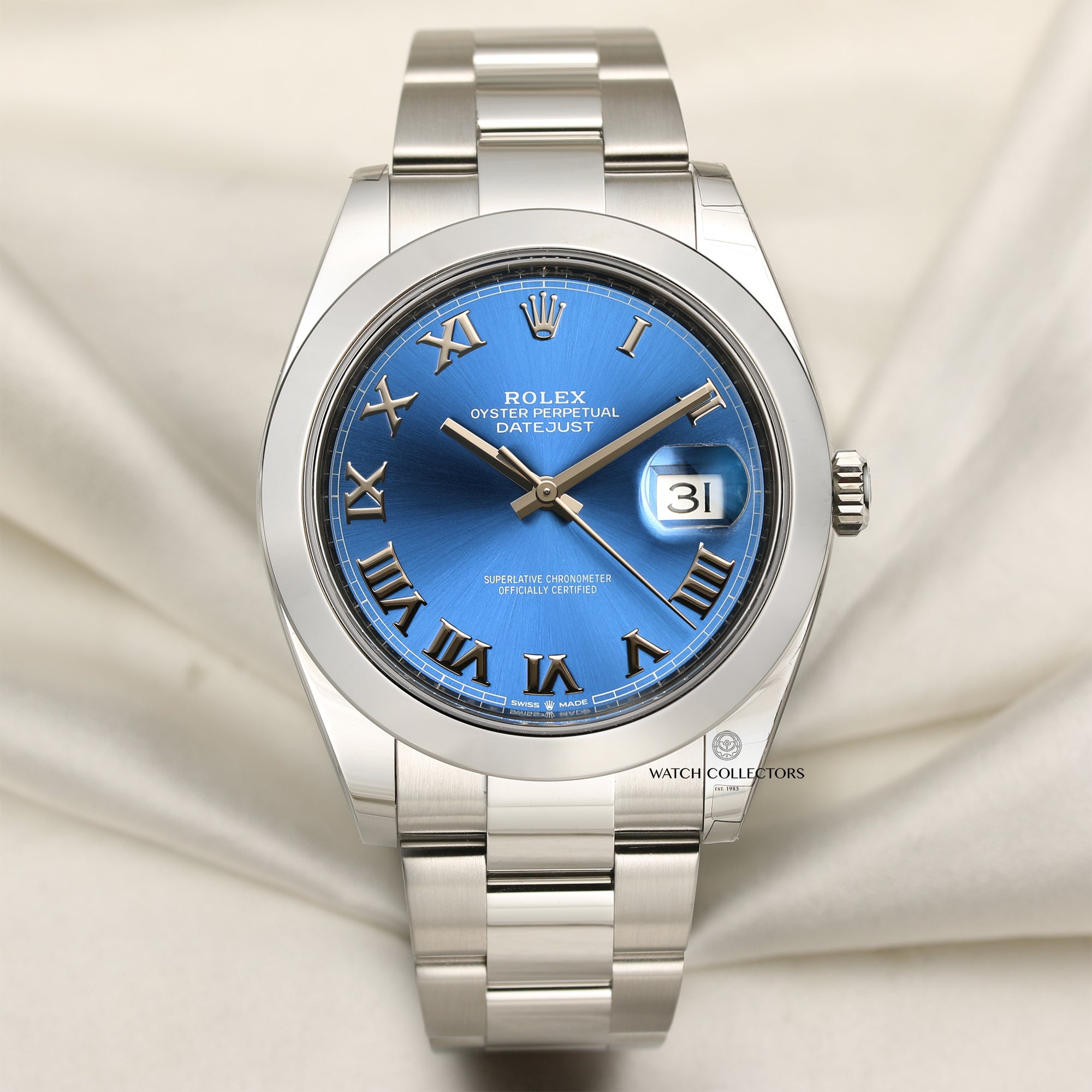 Rolex DateJust 41 126300 Stainless Steel Roman Blue Dial Second Hand Watch Collectors 1