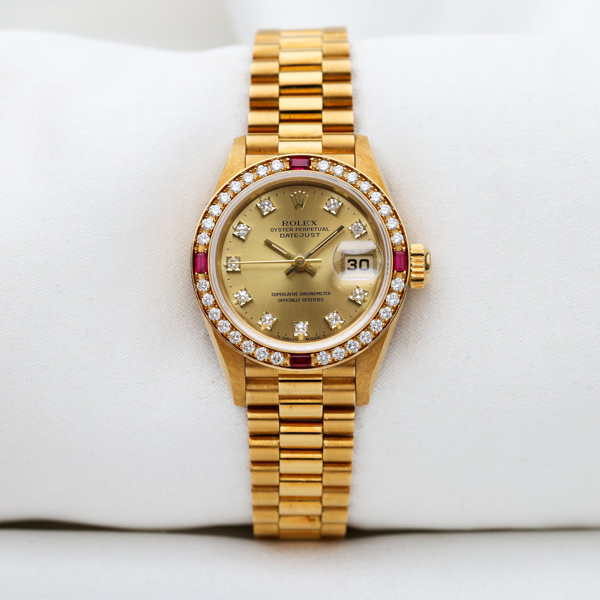 Rolex DateJust 69068 Diamond Ruby Champagne 18K Yellow Gold Second Hand Watch Collectors 1