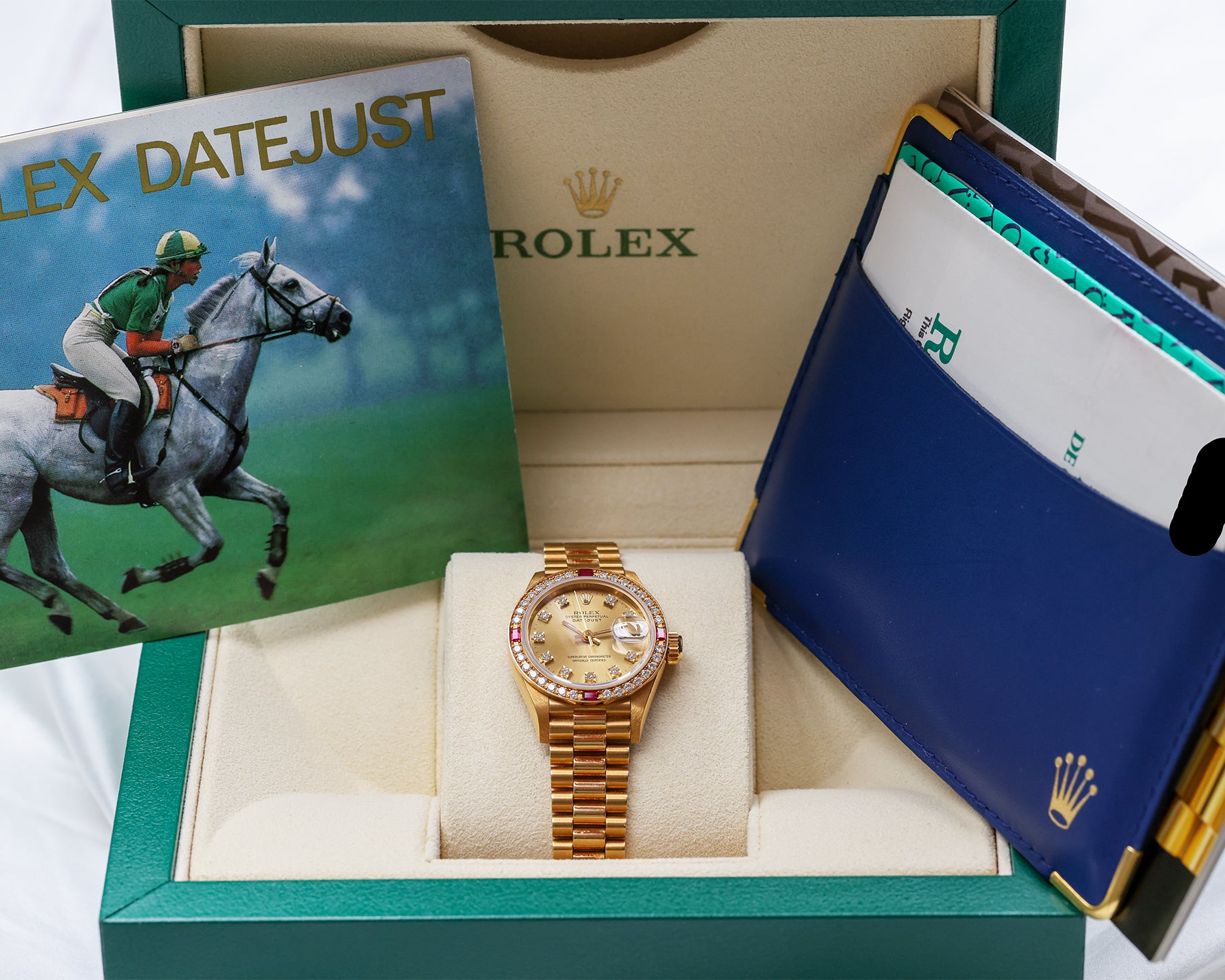 Rolex DateJust 69068 Diamond Ruby Champagne 18K Yellow Gold Second Hand Watch Collectors 9